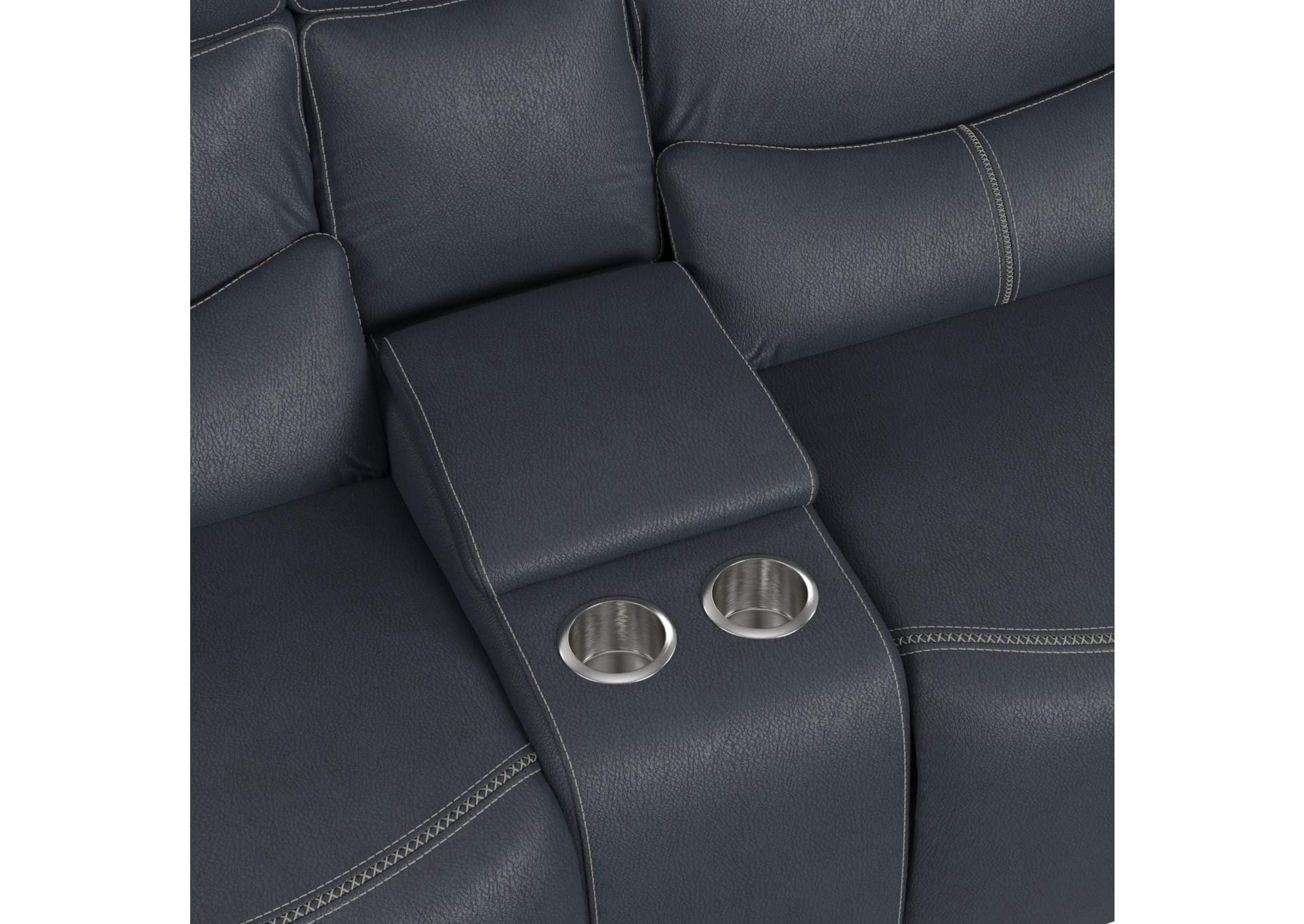 Aruba 2 Piece Living Room Set In Pebble Navy - Sofa Loveseat image 8