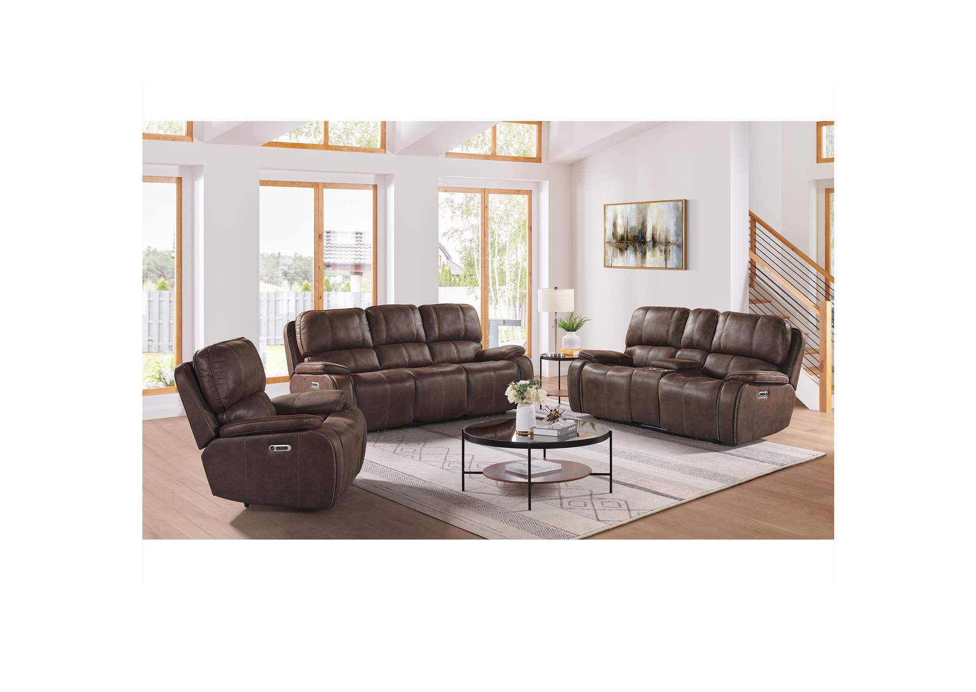 Atlantis Power Motion Sofa With Power Headrest In Heritage Coffee image 1