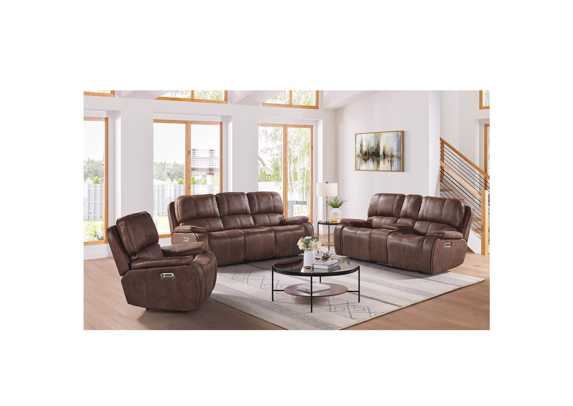 Atlantis Power Motion Recliner With Power Head Recliner In Heritage Brown image 1