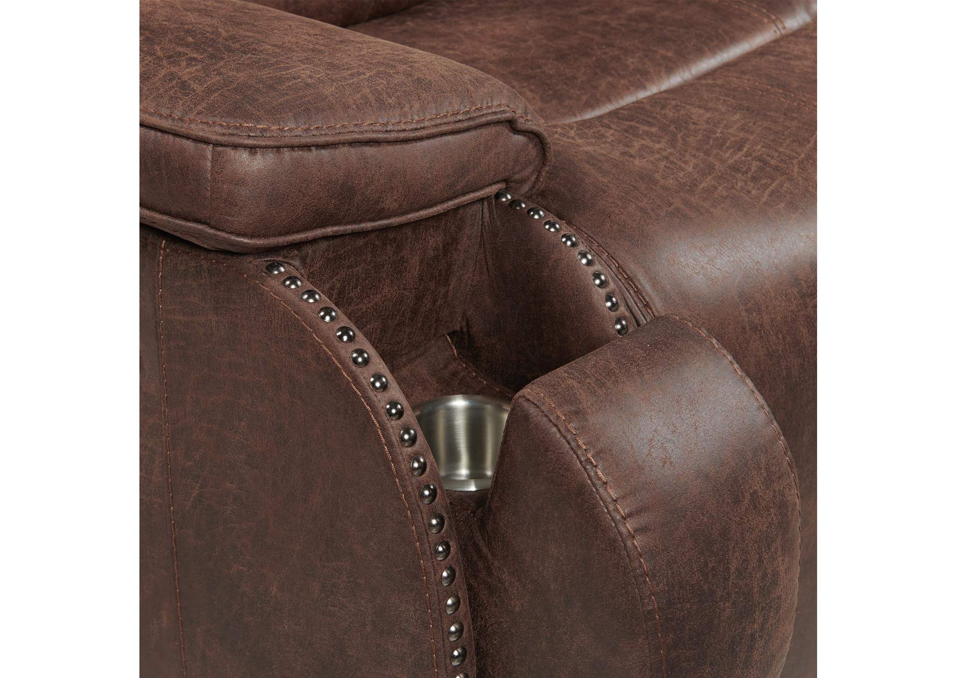 Atlantis Power Motion Sofa With Power Motion Head Recliner In Heritage Brown image 4