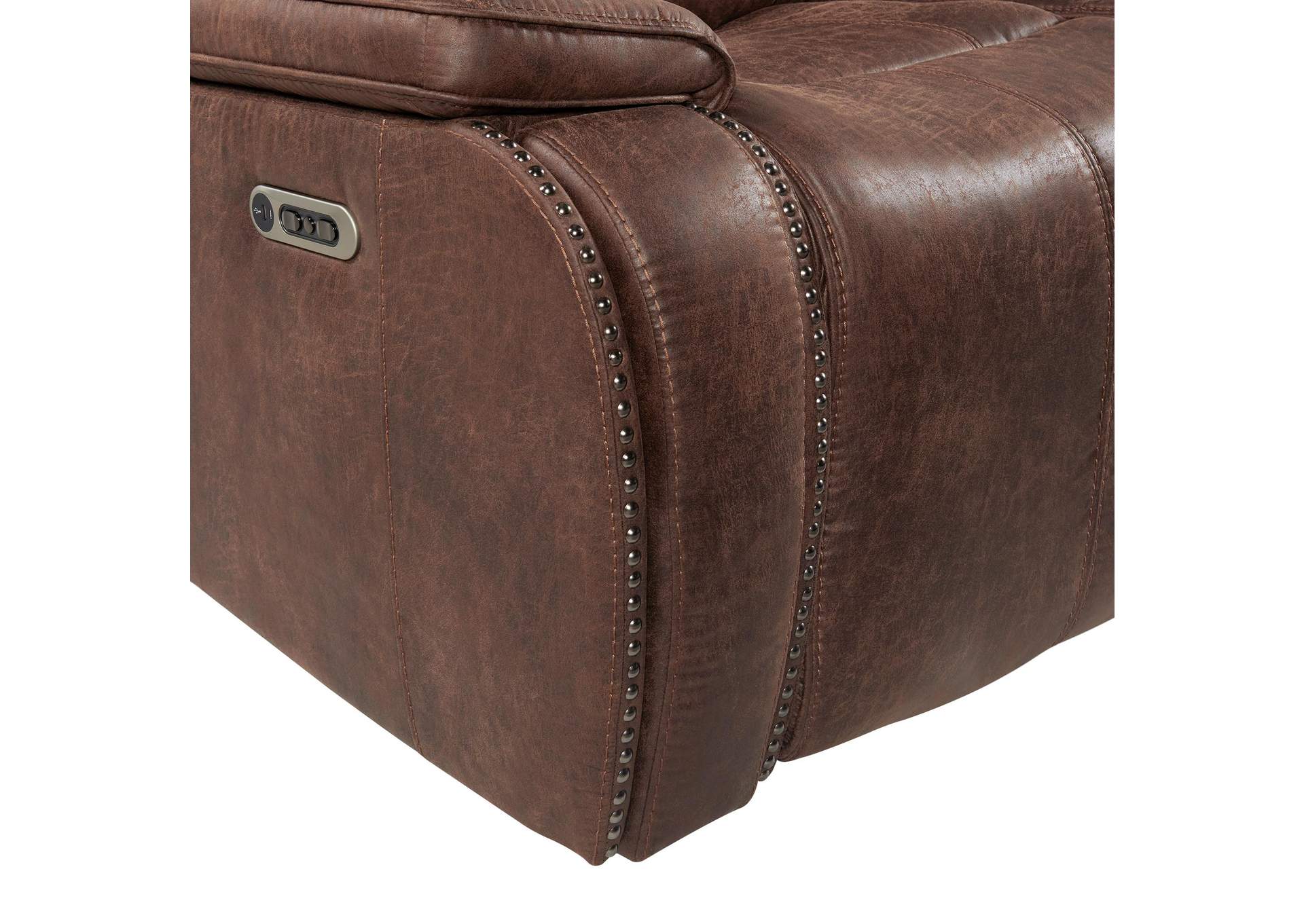 Atlantis Power Motion Sofa With Power Motion Head Recliner In Heritage Brown image 7