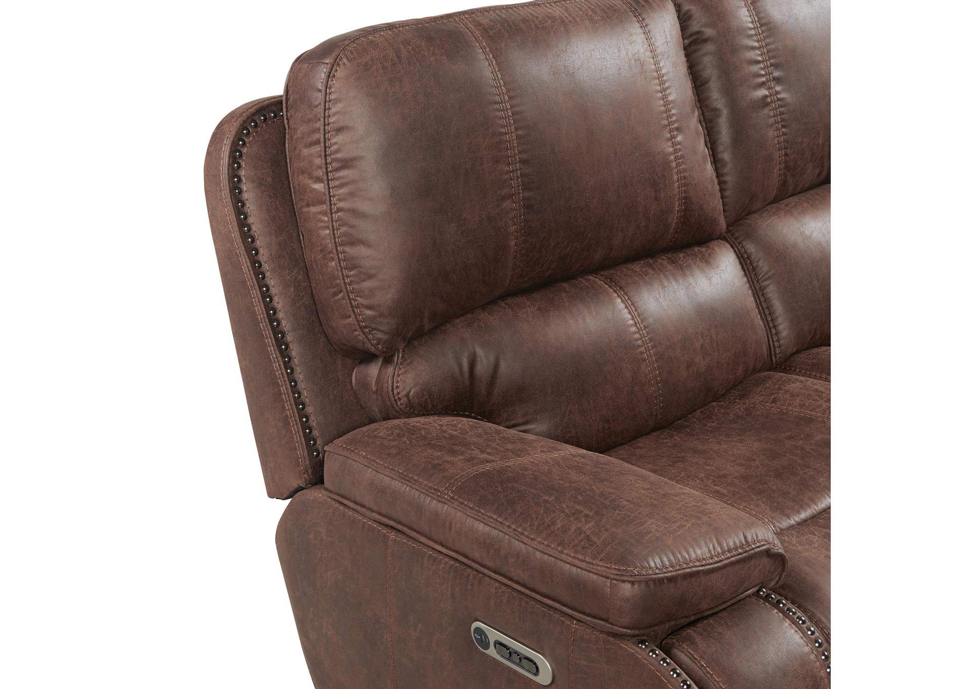 Atlantis Power Motion Sofa With Power Motion Head Recliner In Heritage Brown image 3