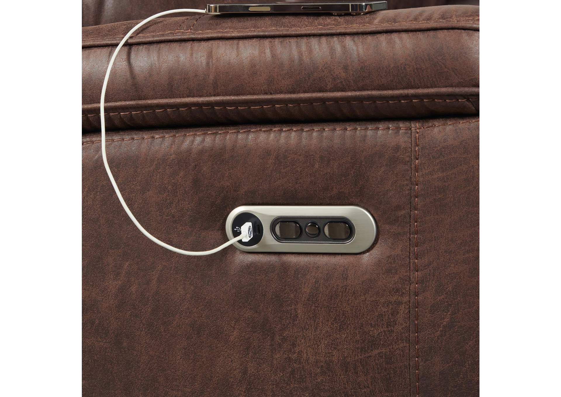 Atlantis Power Motion Sofa With Power Motion Head Recliner In Heritage Brown image 5