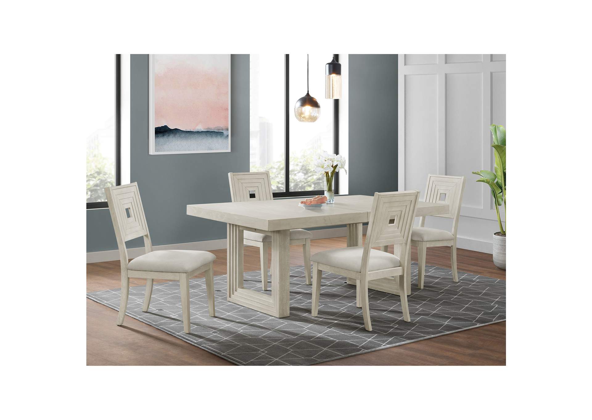Avalanche Rectangular Dining Table With 18 Leaf In Antique White