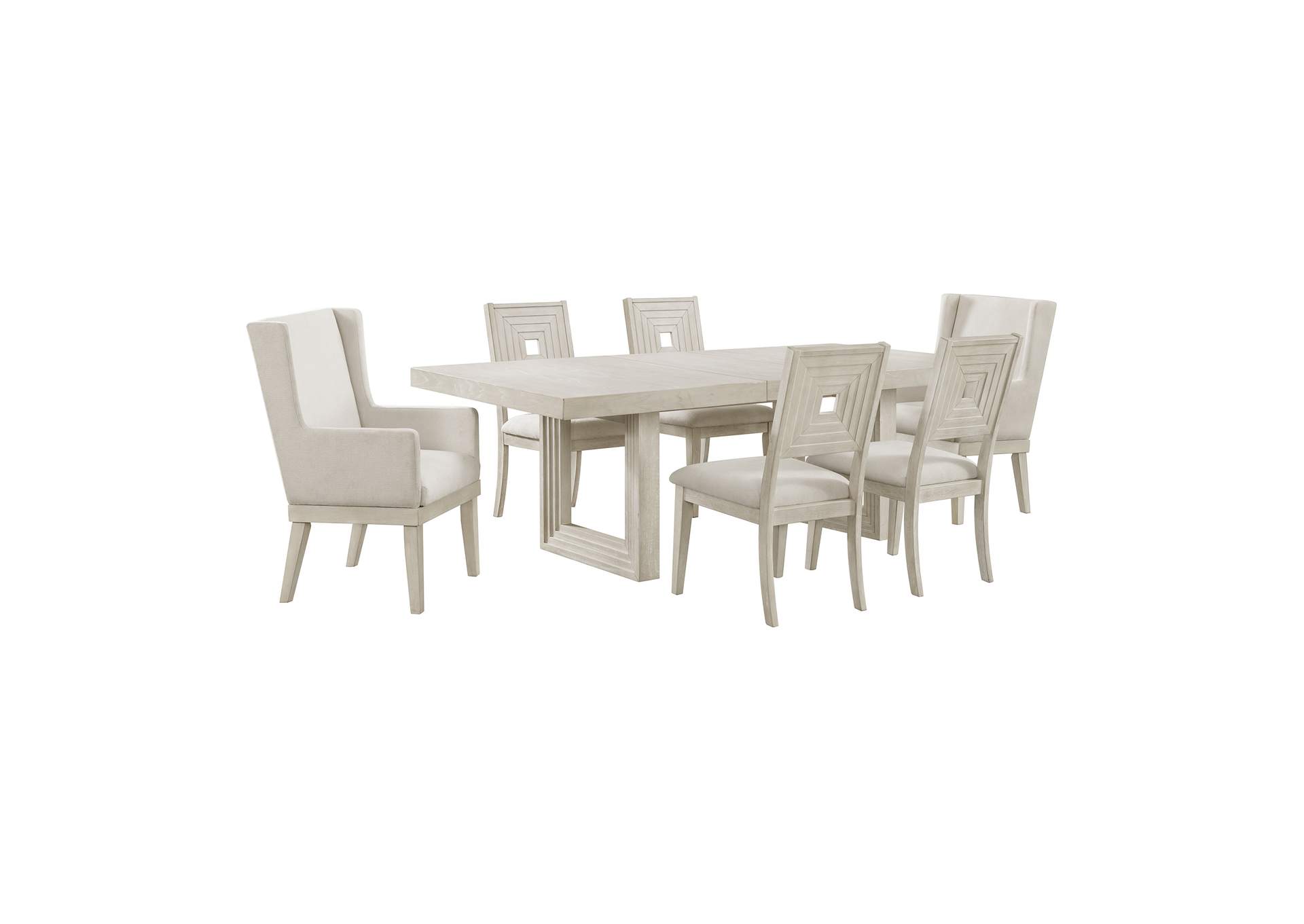 Avalanche 7 Piece Standard Height Dining Set In Antique White - Table Four Chairs And Two Arm Chairs image 15