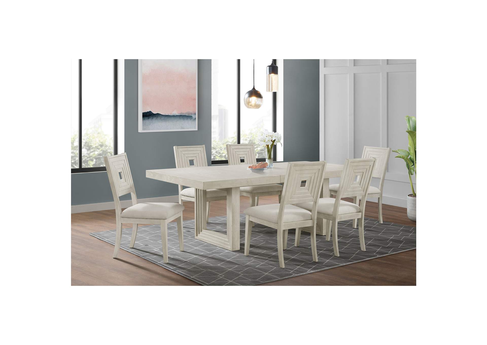 Avalanche Dining Side Chair In Antique White 2 Per Carton