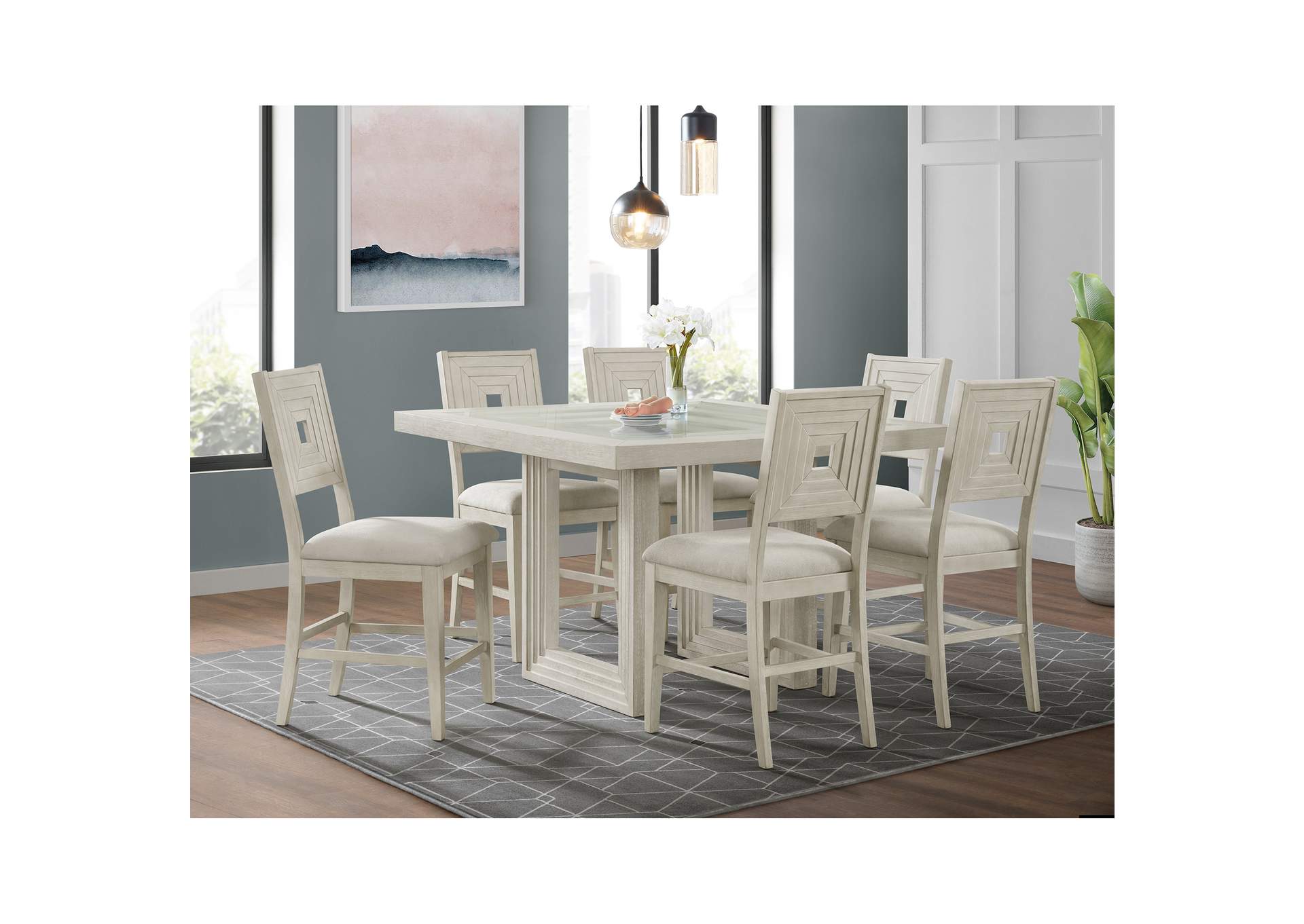 Avalanche Counter Side Chair In Antique White 2 Per Carton