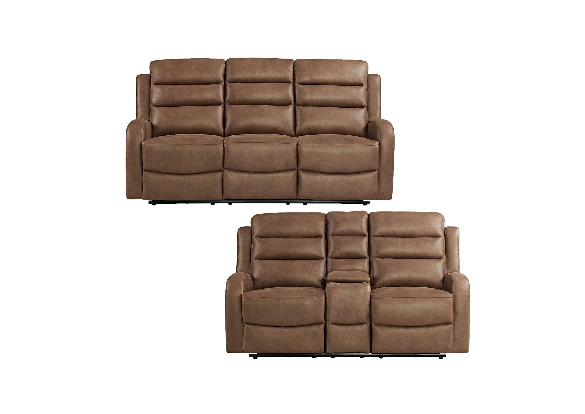 Avanti 2 Piece Living Room Set In Whiskers Pu Brown - Sofa Loveseat image 7