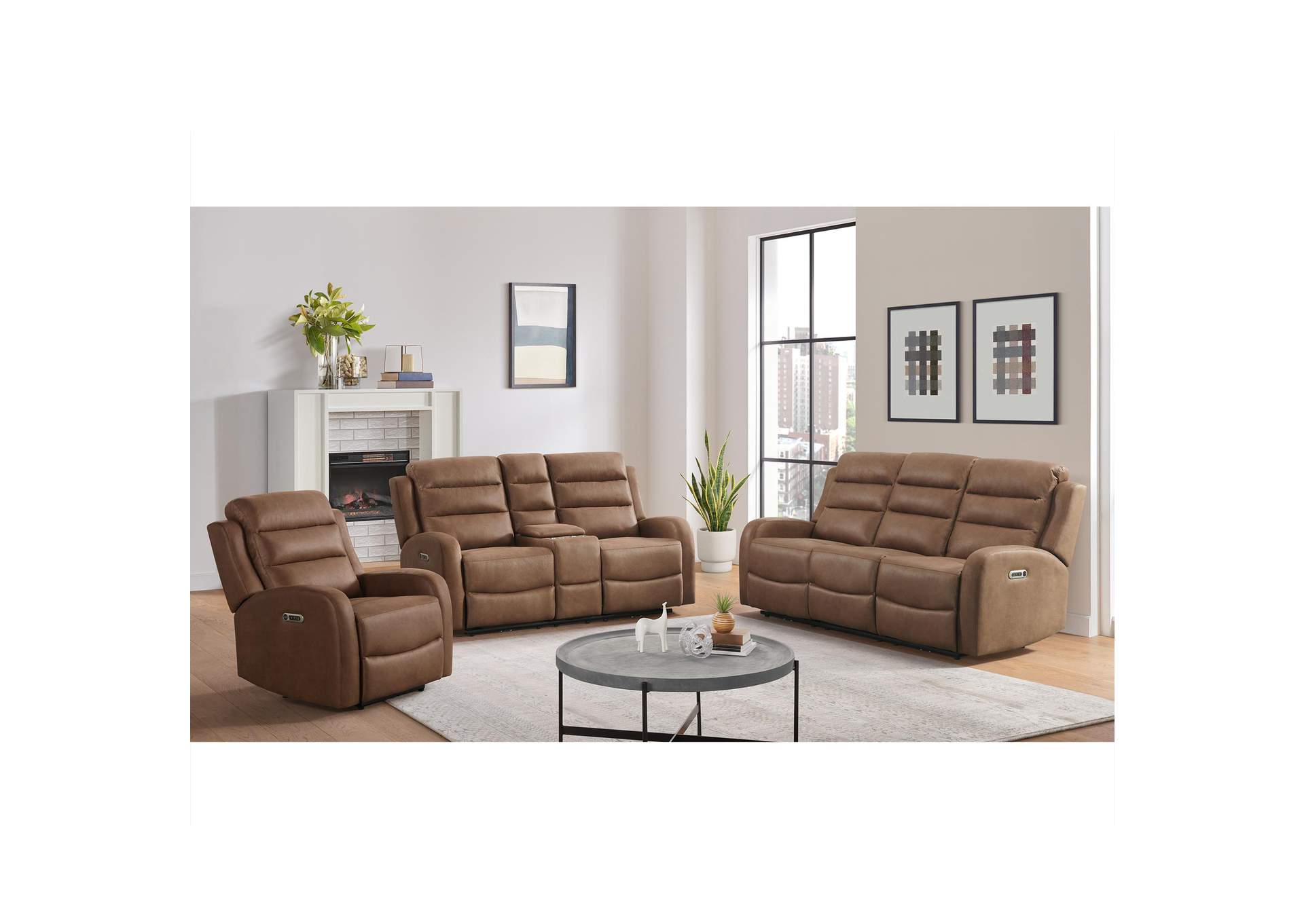 Avanti Power Recliner With Power Motion Head Recliner In Whiskers Pu Brown image 1