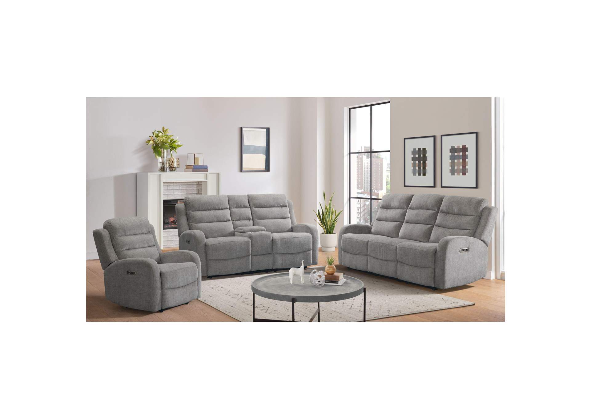 Avanti Power Recliner With Power Motion Head Recliner In Whiskers Nature Grey image 1