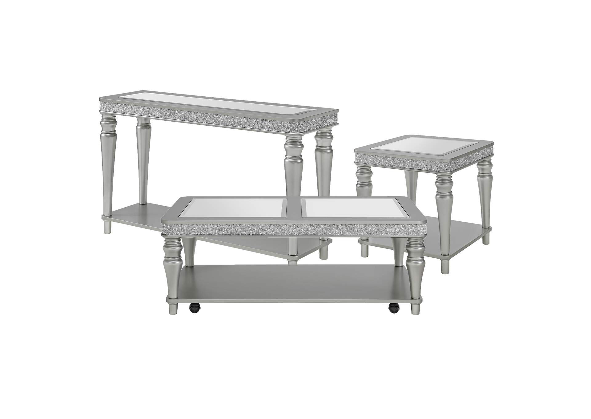 Avril 3 Piece Occasional Table Set In Silver - Coffee Table End Table Sofa Table image 15