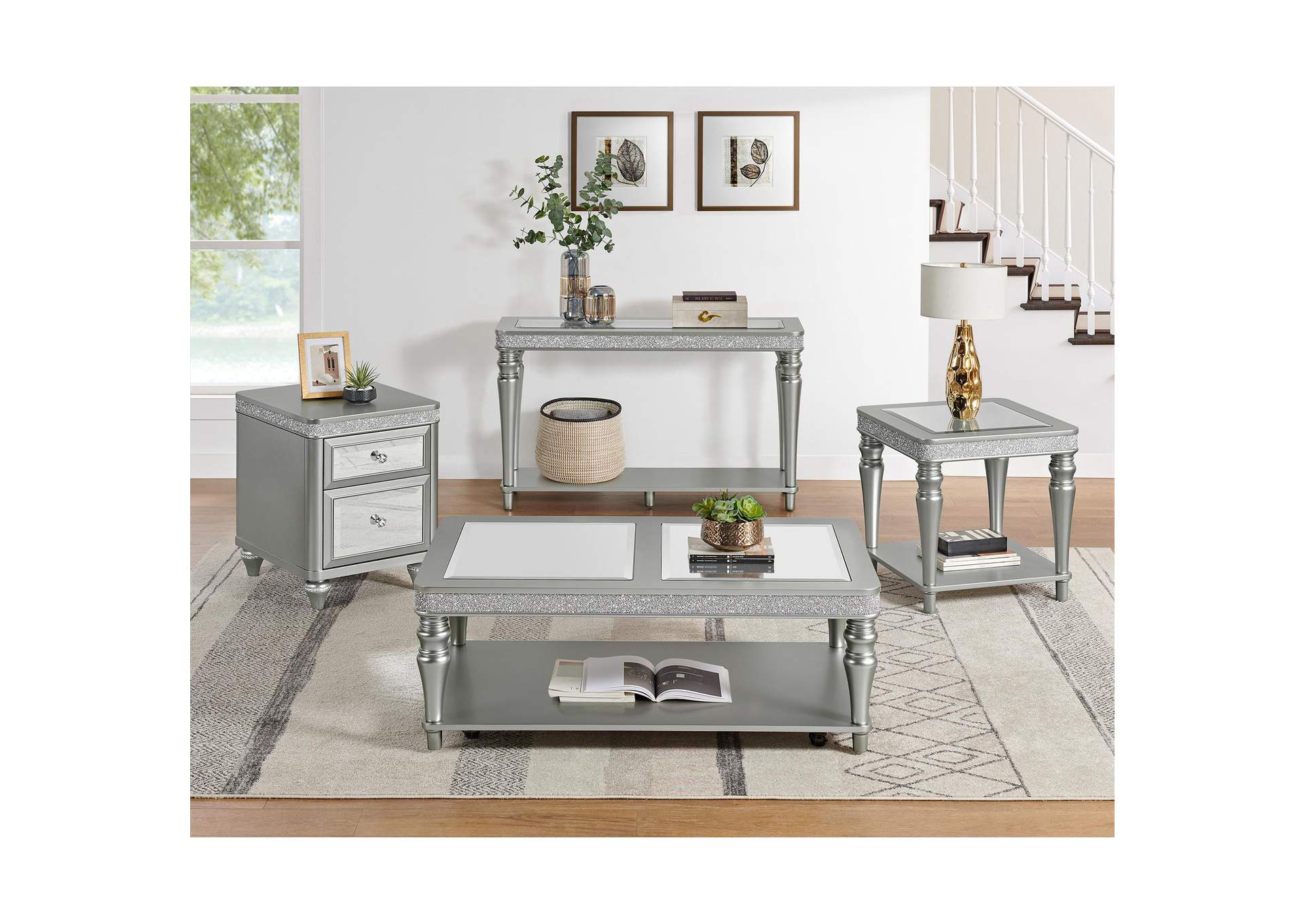 Avril Coffee Table With Casters In Silver image 1