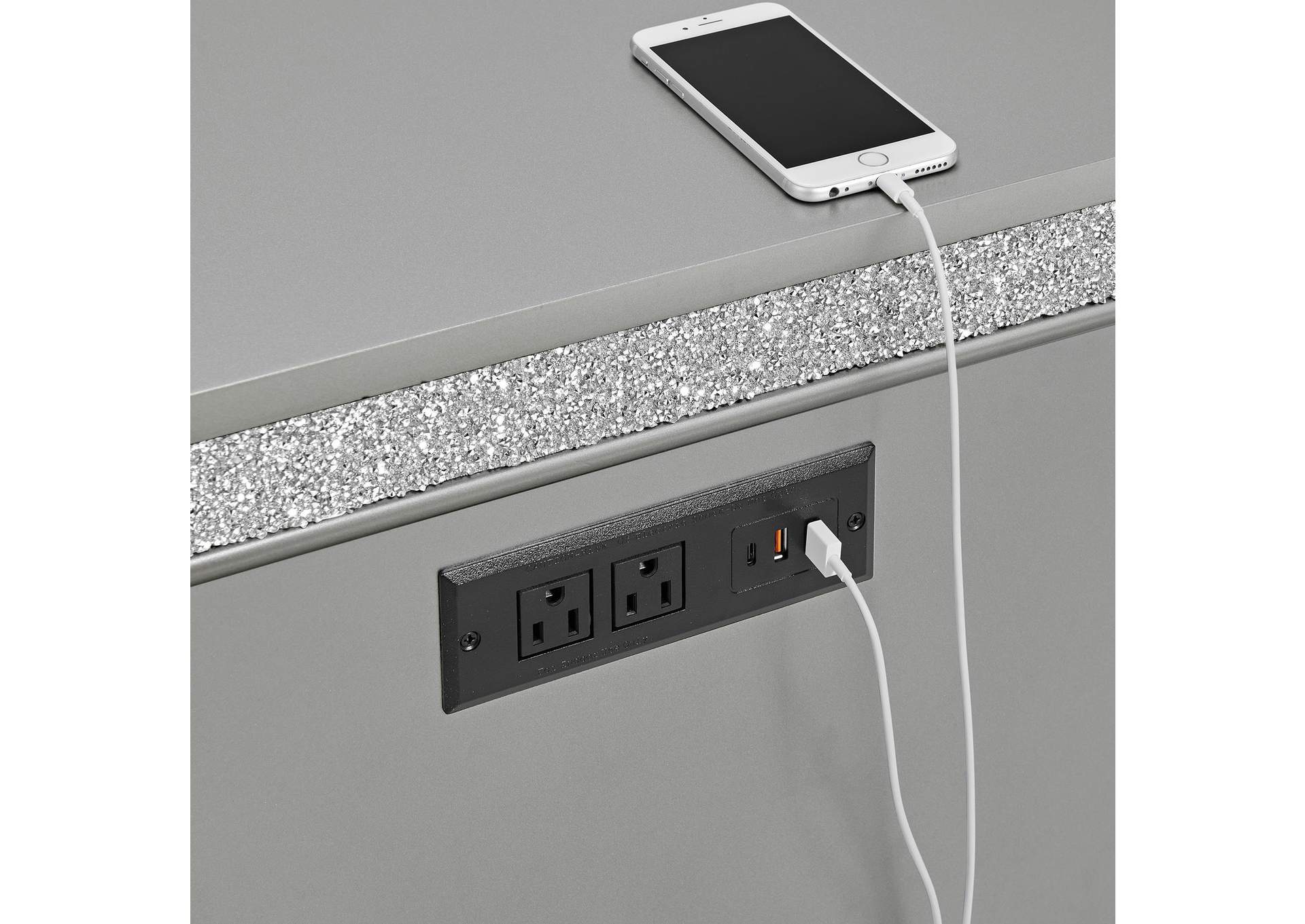 Avril Chairside Table With Power - USB In Silver image 6