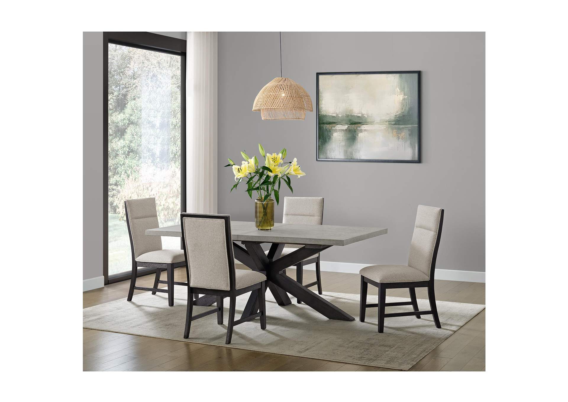 Axel Rectangular Dining Table With Light Grey Top 18 Leaf In Espresso image 1