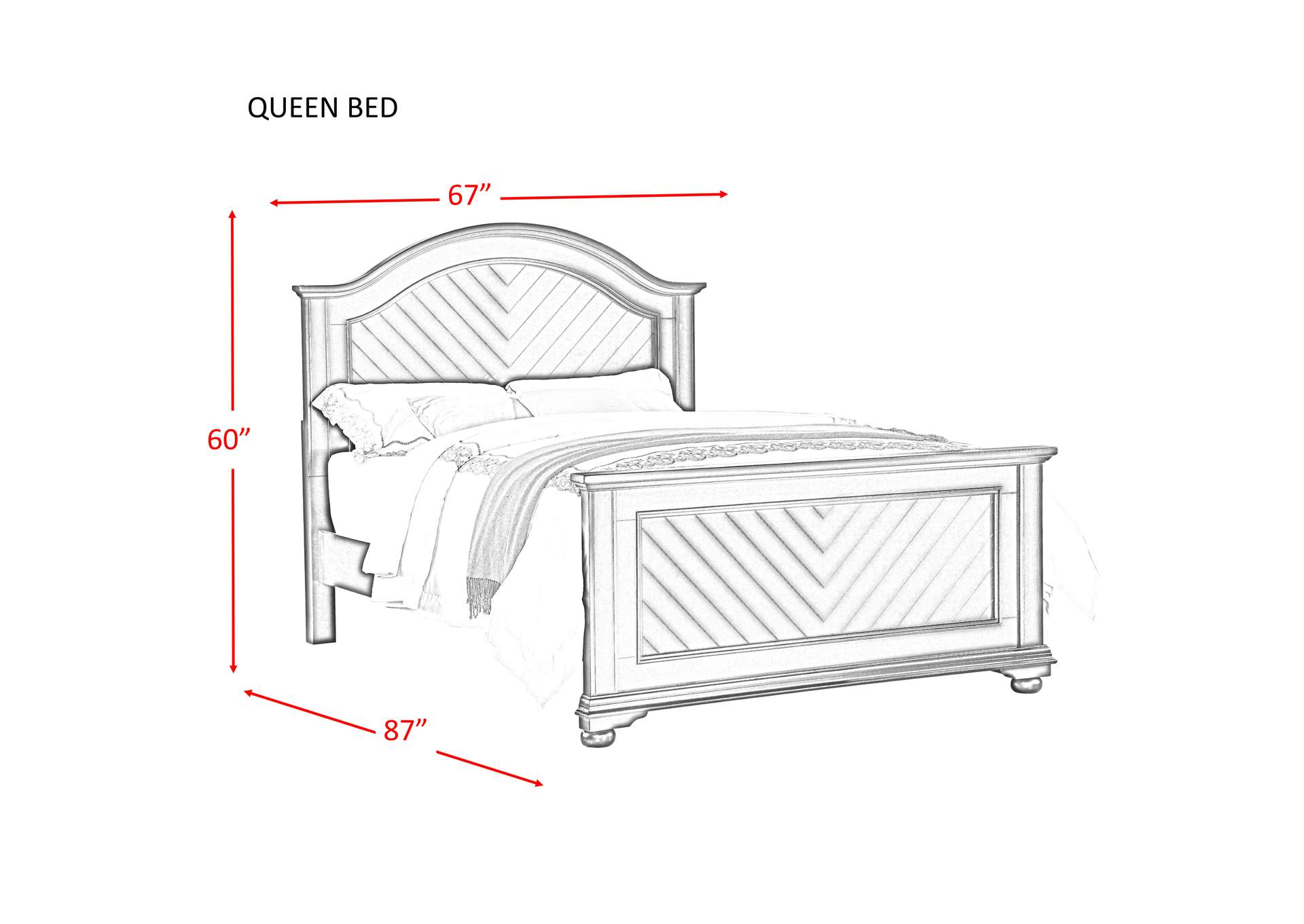 Brook White Queen Panel 4 Piece Bedroom Set