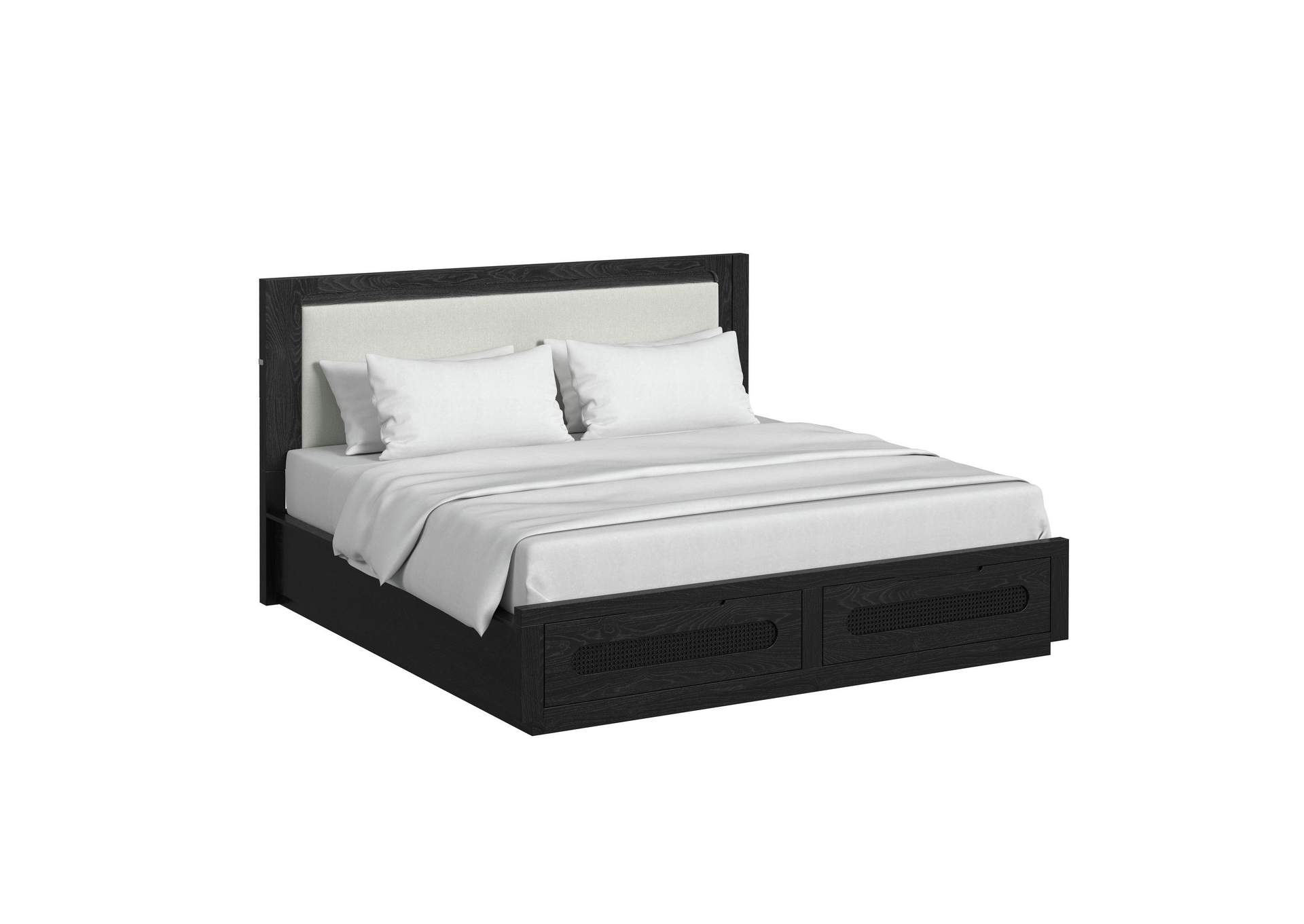 Bahama Breeze King Upholstery Bed With White Fabric And Light In Black image 3