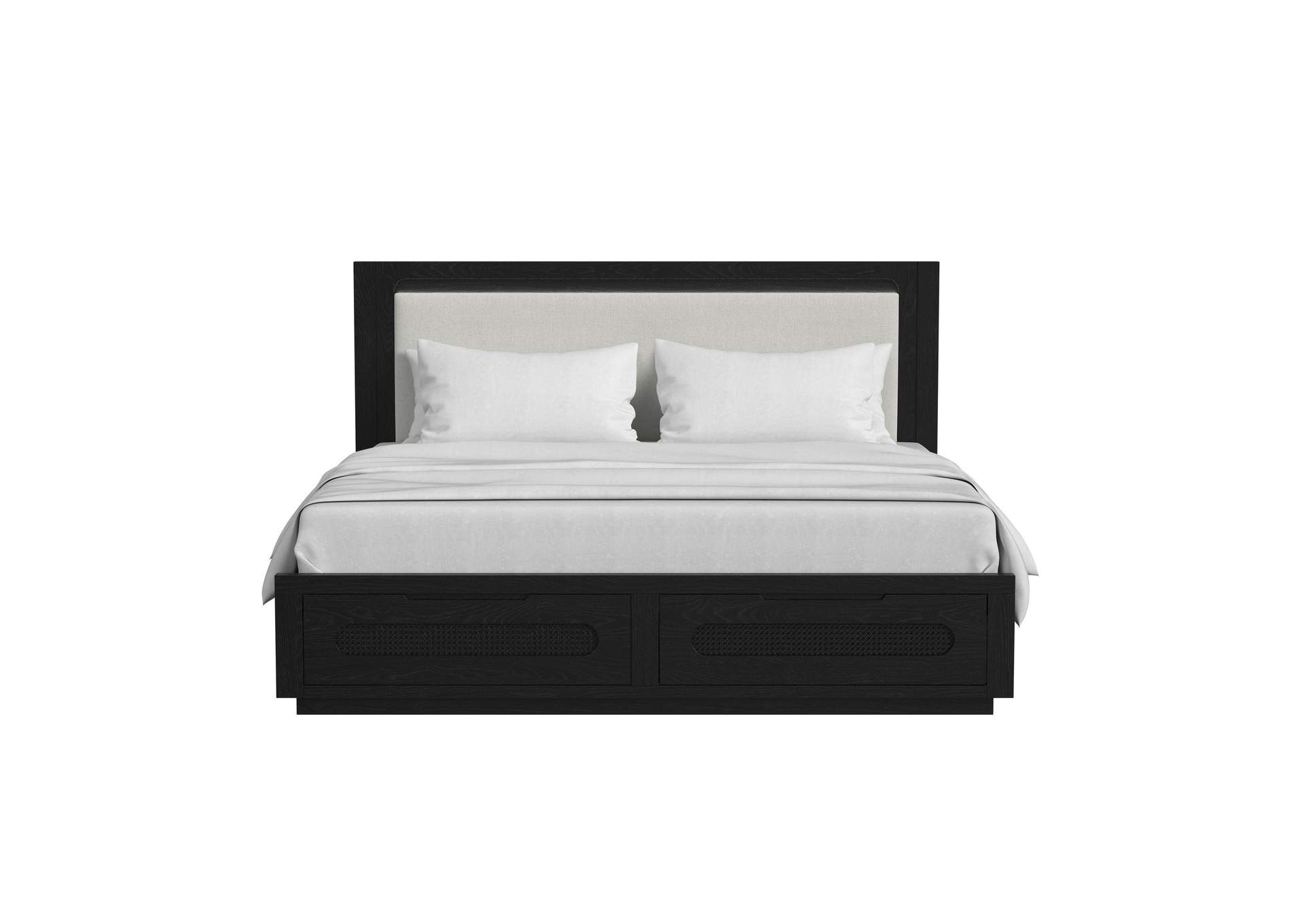 Bahama Breeze King Upholstery Bed With White Fabric And Light In Black image 4