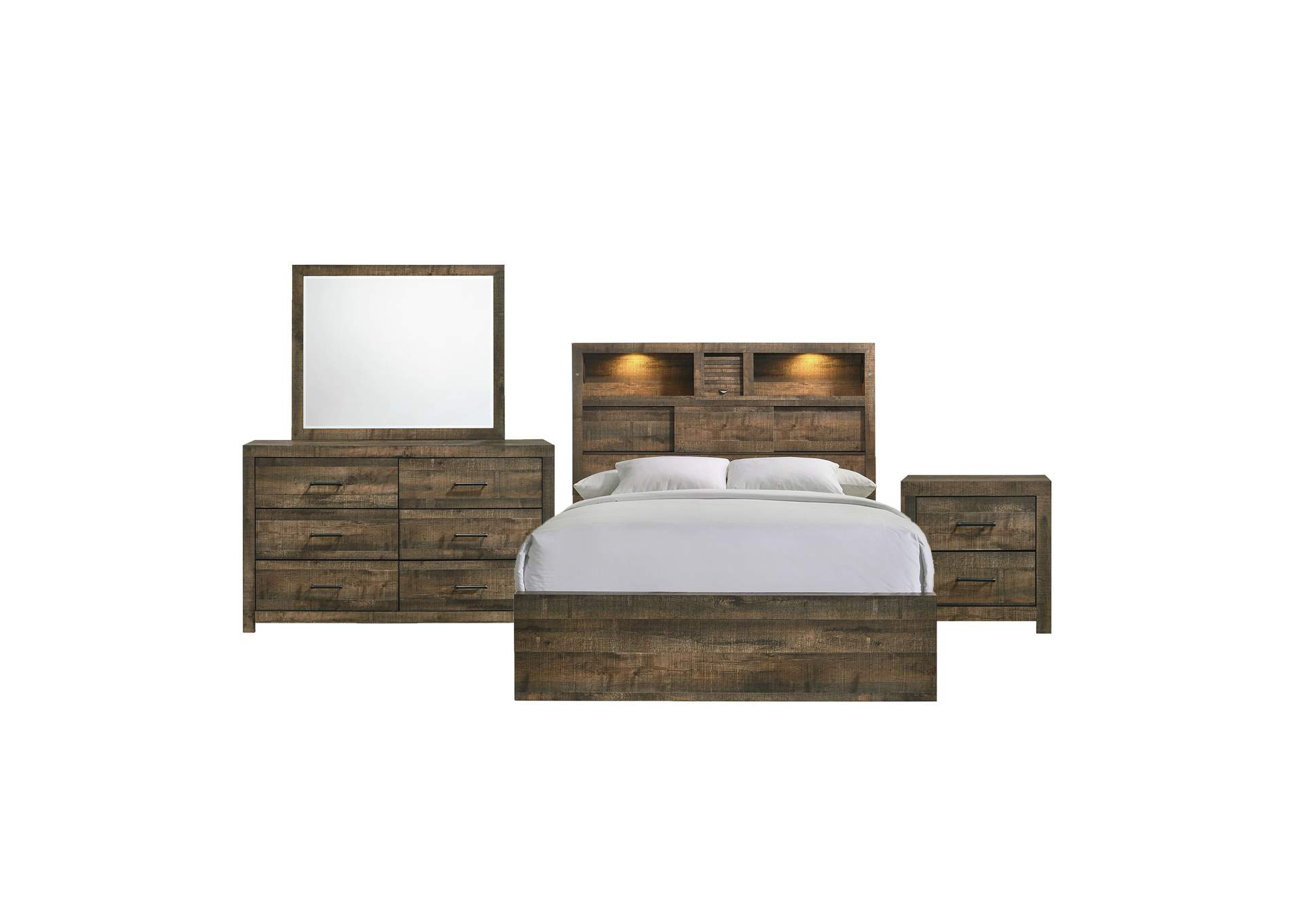 Bailey Full Bookcase Panel 4 Piece Bedroom Set With Bluetooth