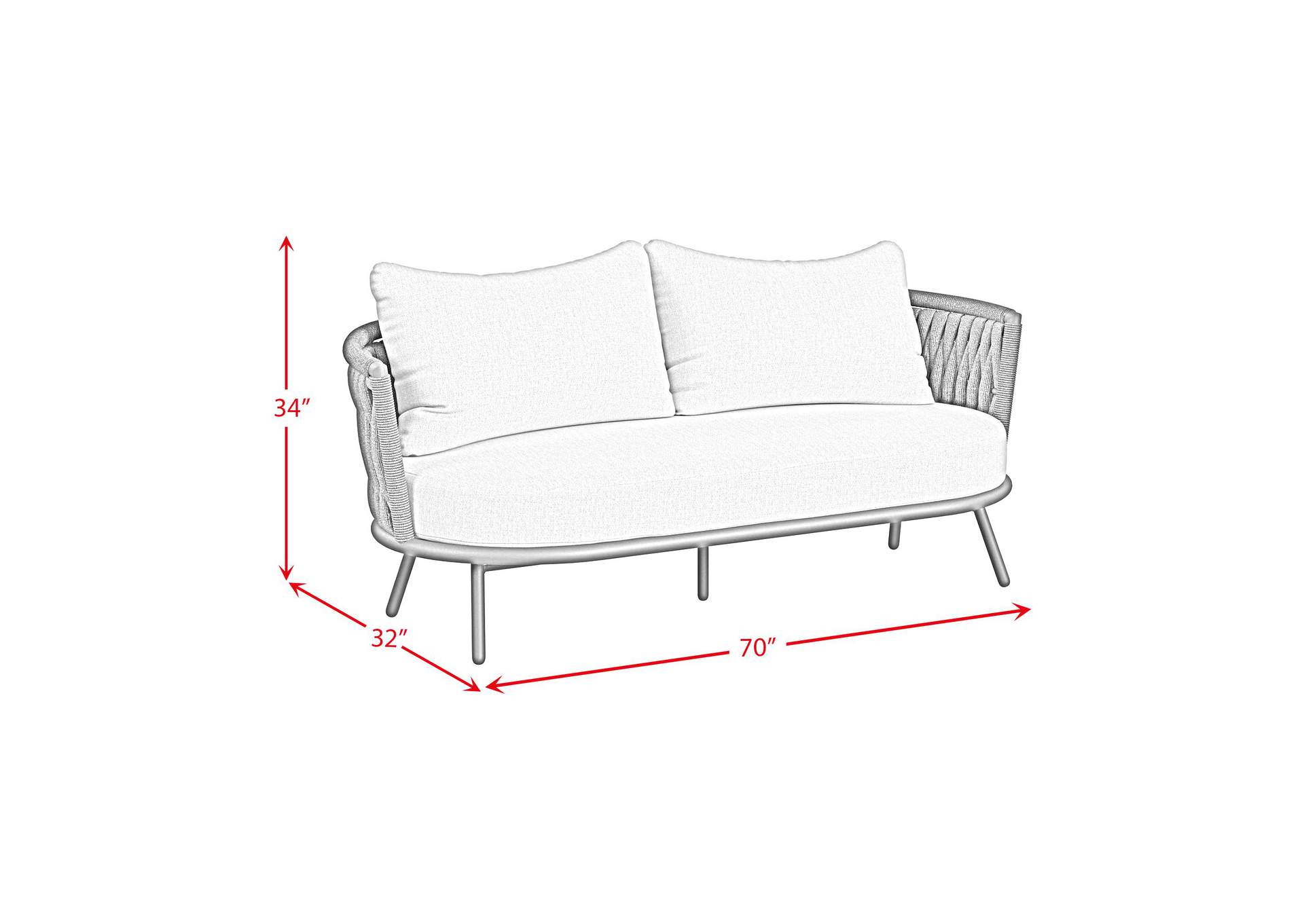 Bali Loveseat With Olefin Grey In Dark Grey image 5