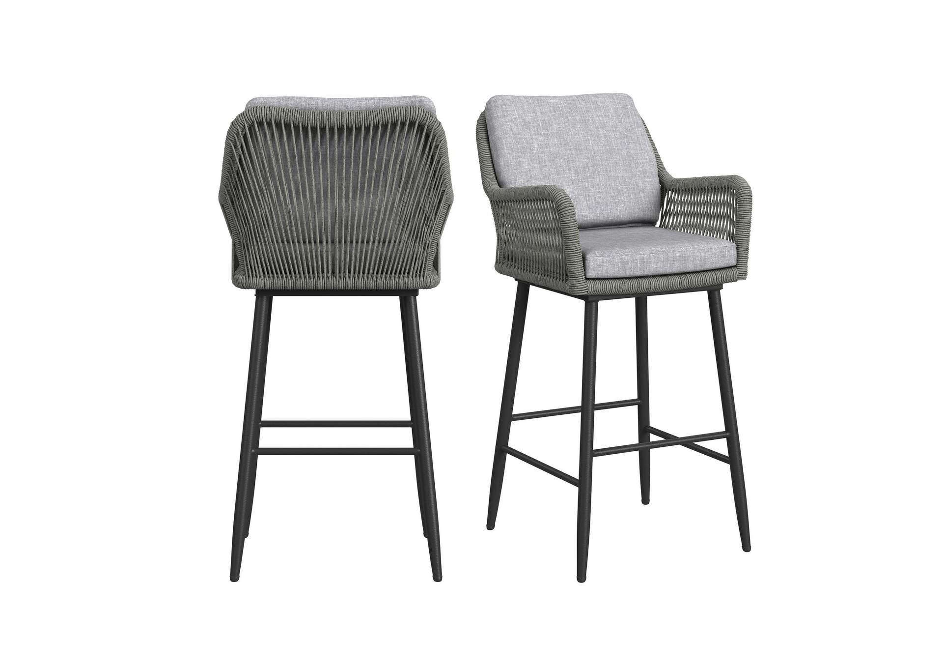 Bayhill Barstool With Grey Fabric In Black 2 Per Carton image 3