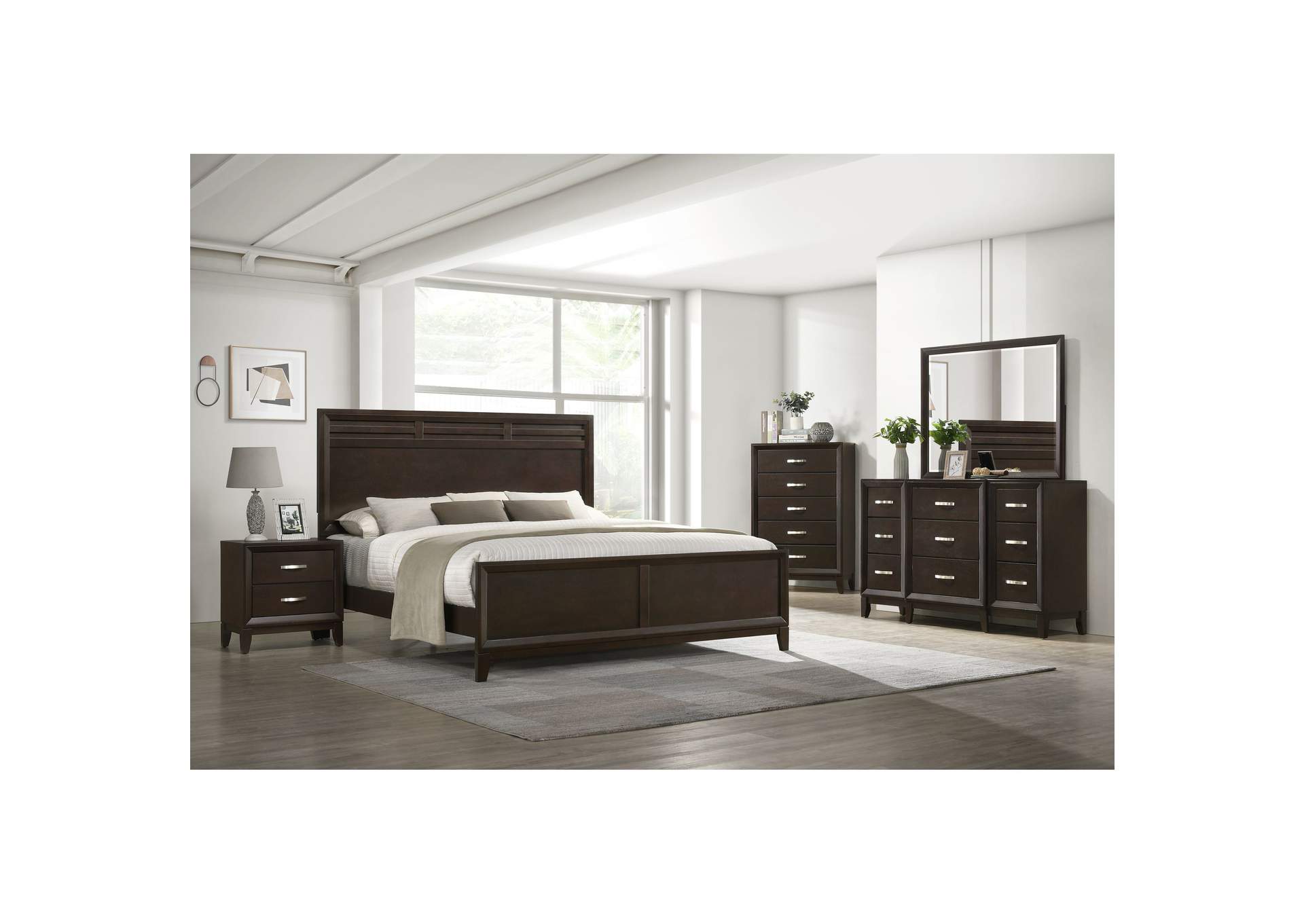 Beaumont King Panel 4 Piece Bedroom Set In Merlot image 1