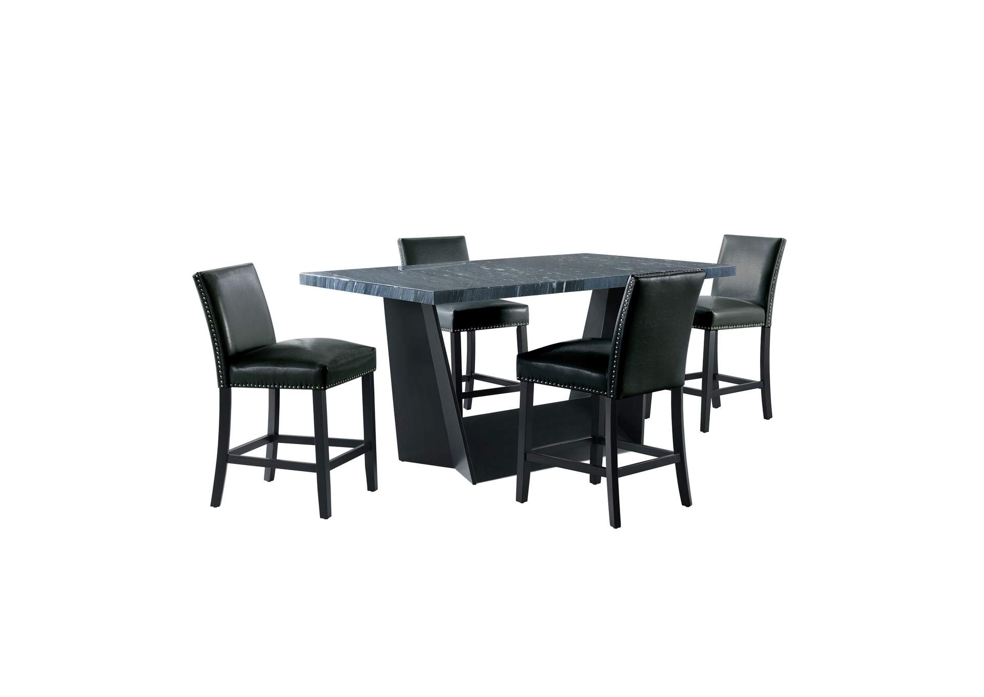 Beckley 5 Piece Counter Height Dining Set In Dark - Table Four Meridian Counter Black Chairs
