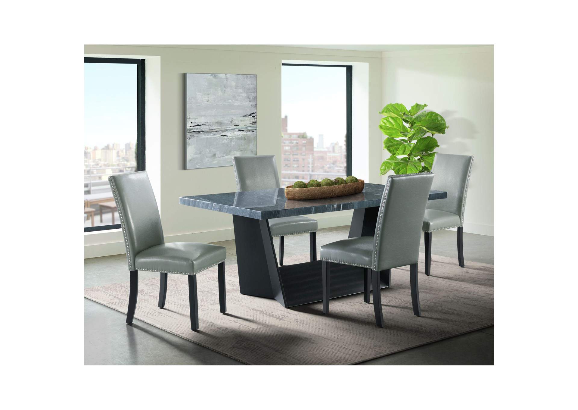 Beckley Dining Table In Dark Marble Top image 1