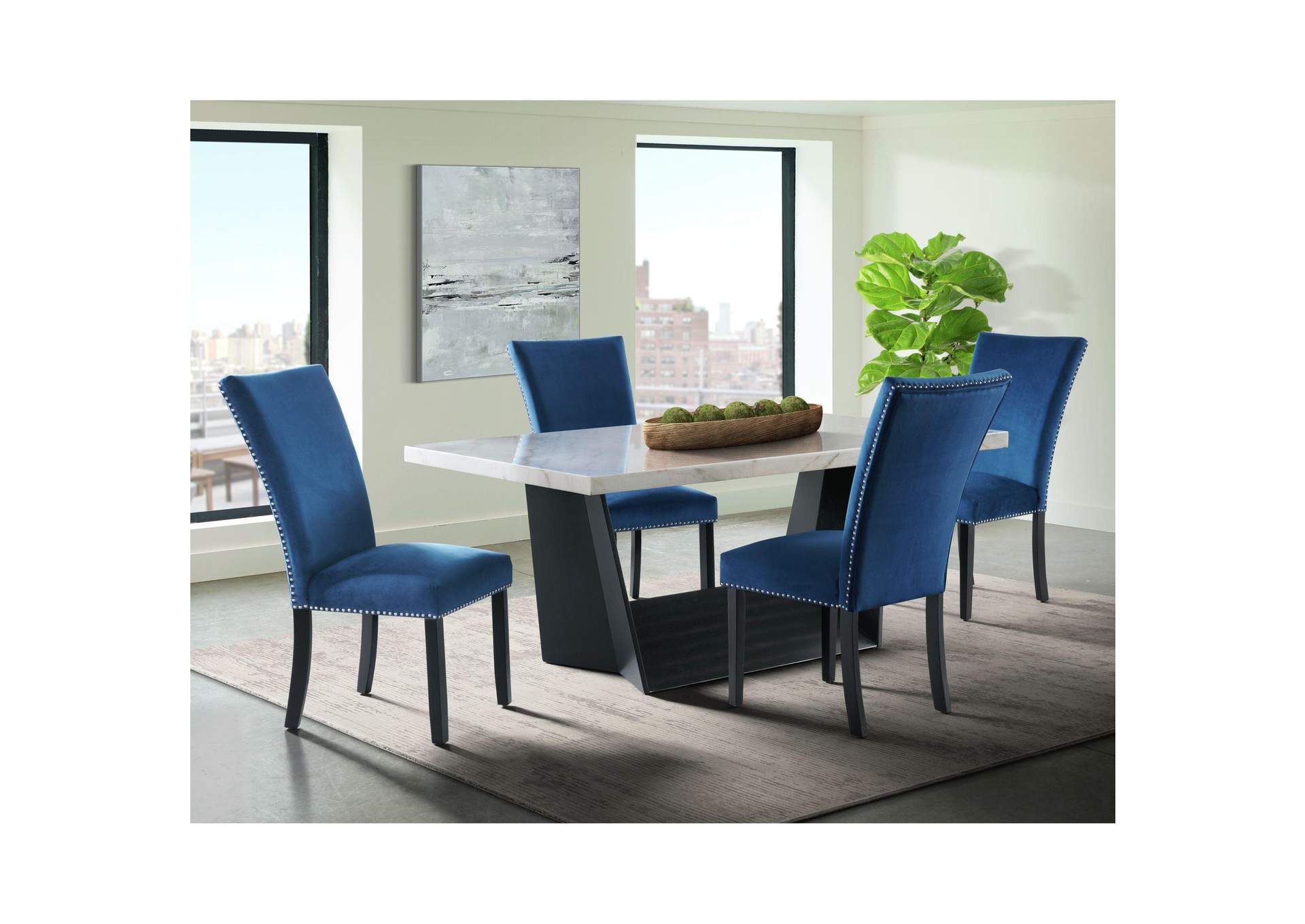 Beckley Dining Table In White Marble Top image 1