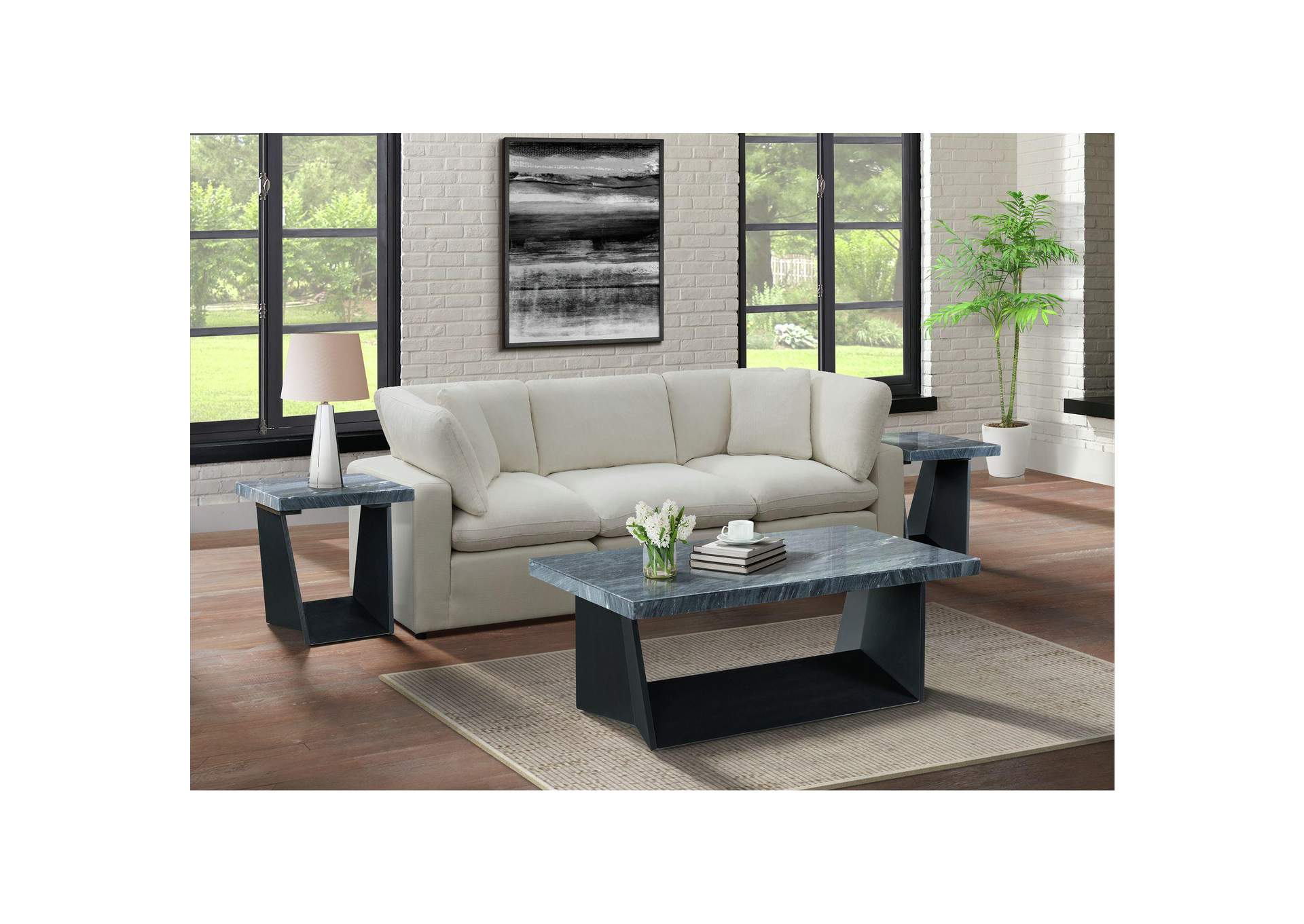 Beckley End Table Complete In Dark Marble Top image 1