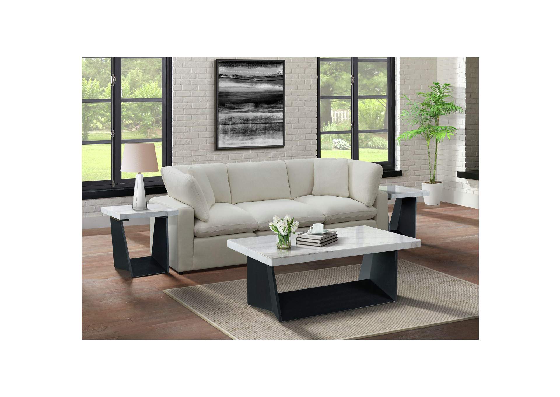 Beckley Coffee Table Complete In White Marble Top image 1