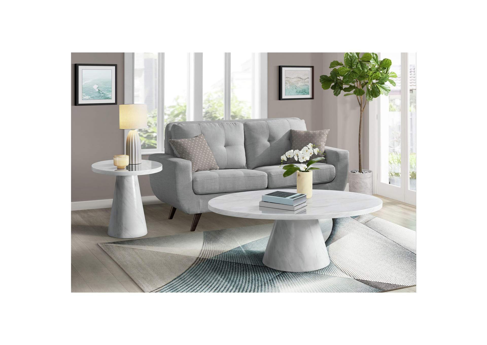 Bellini Oval Coffee Table Complete In White image 1
