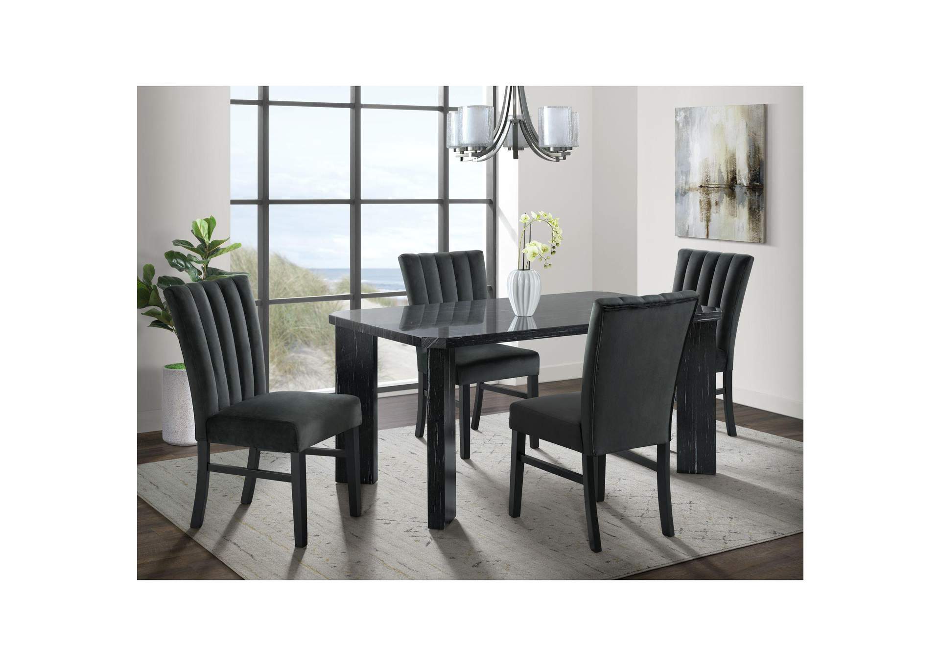 Bellini Side Chair In Black Velvet 2 Per Pack image 1