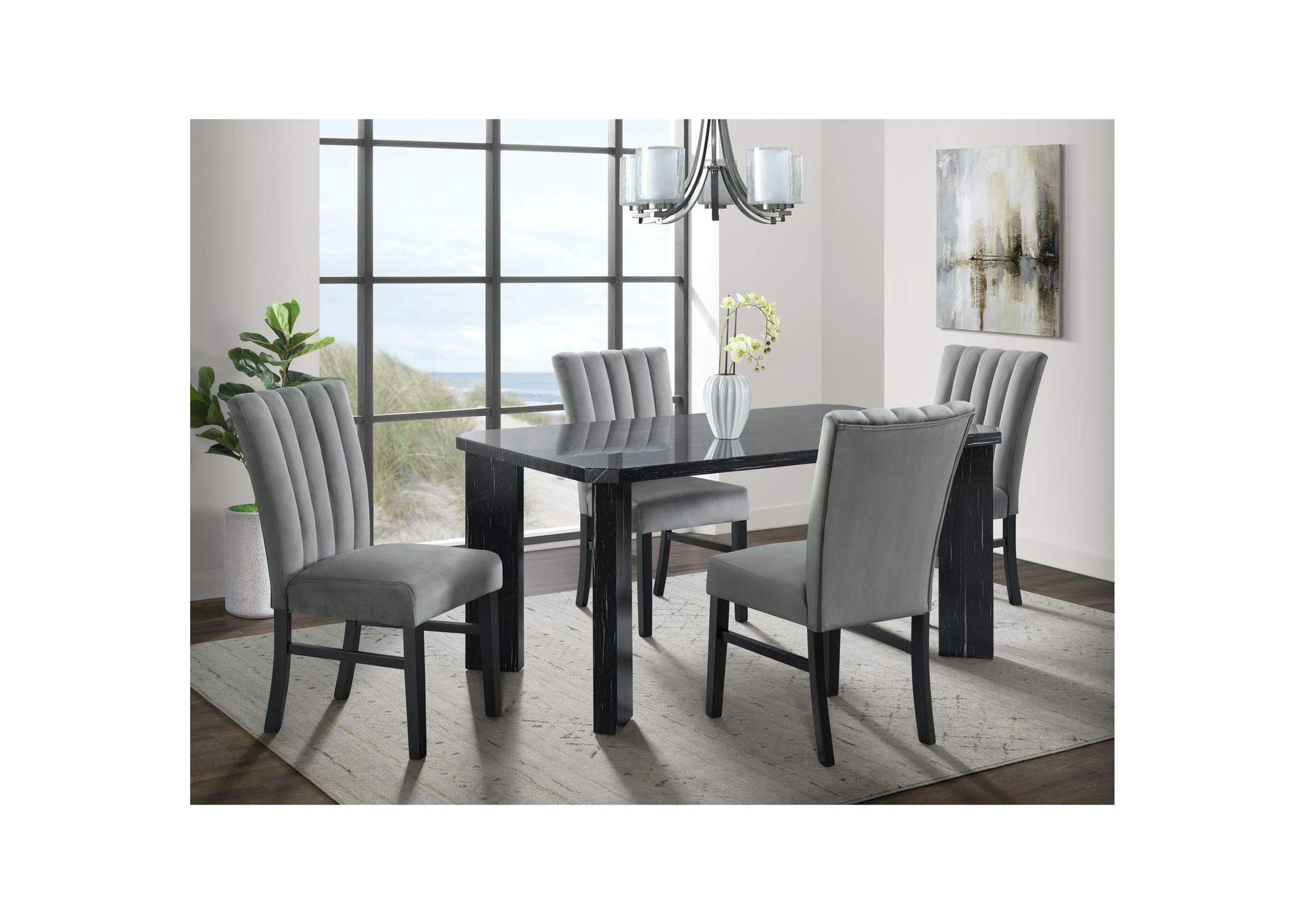 Bellini Side Chair In Grey Velvet 2 Per Pack image 1