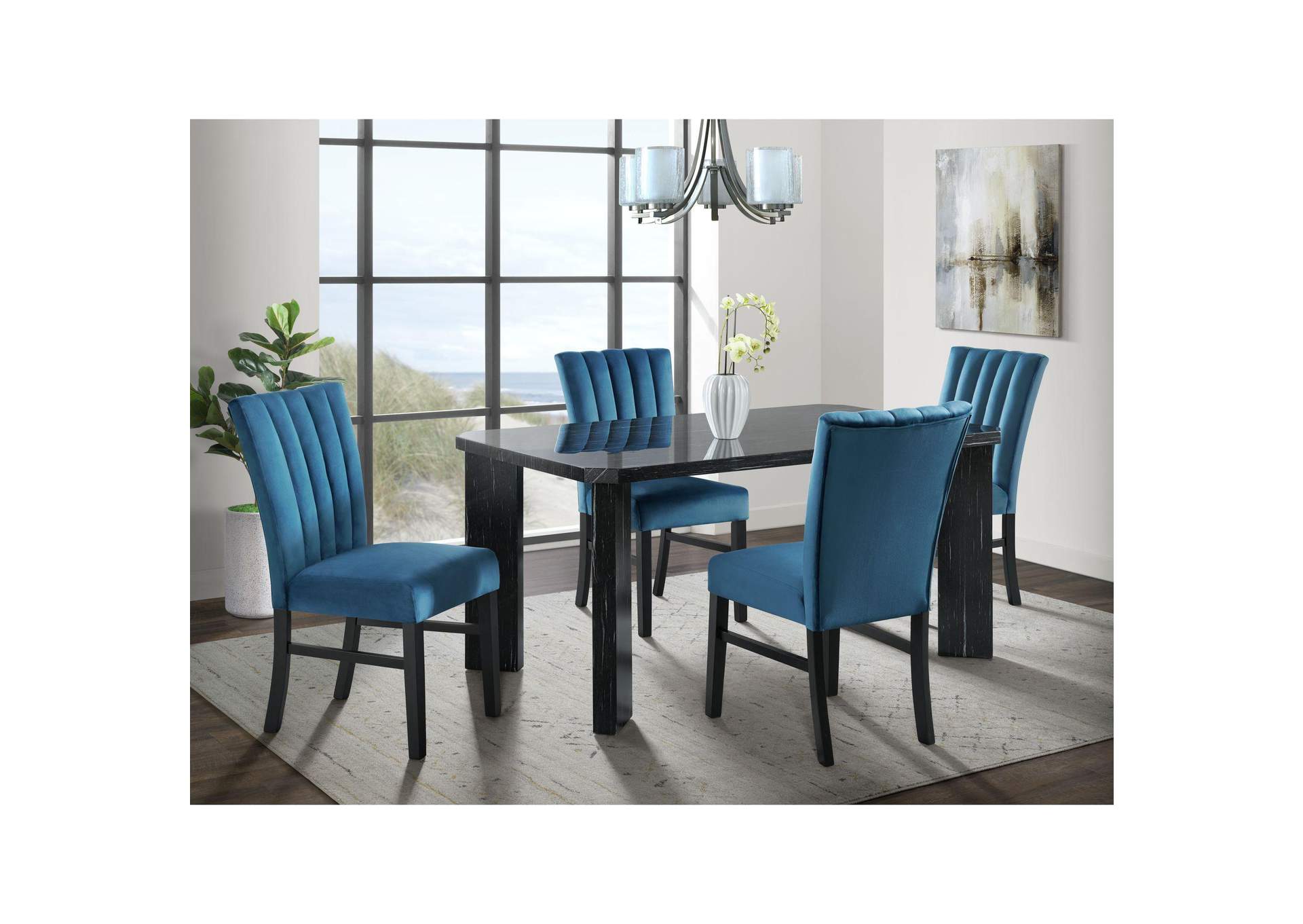 Bellini Side Chair In Navy Blue Velvet 2 Per Pack image 1
