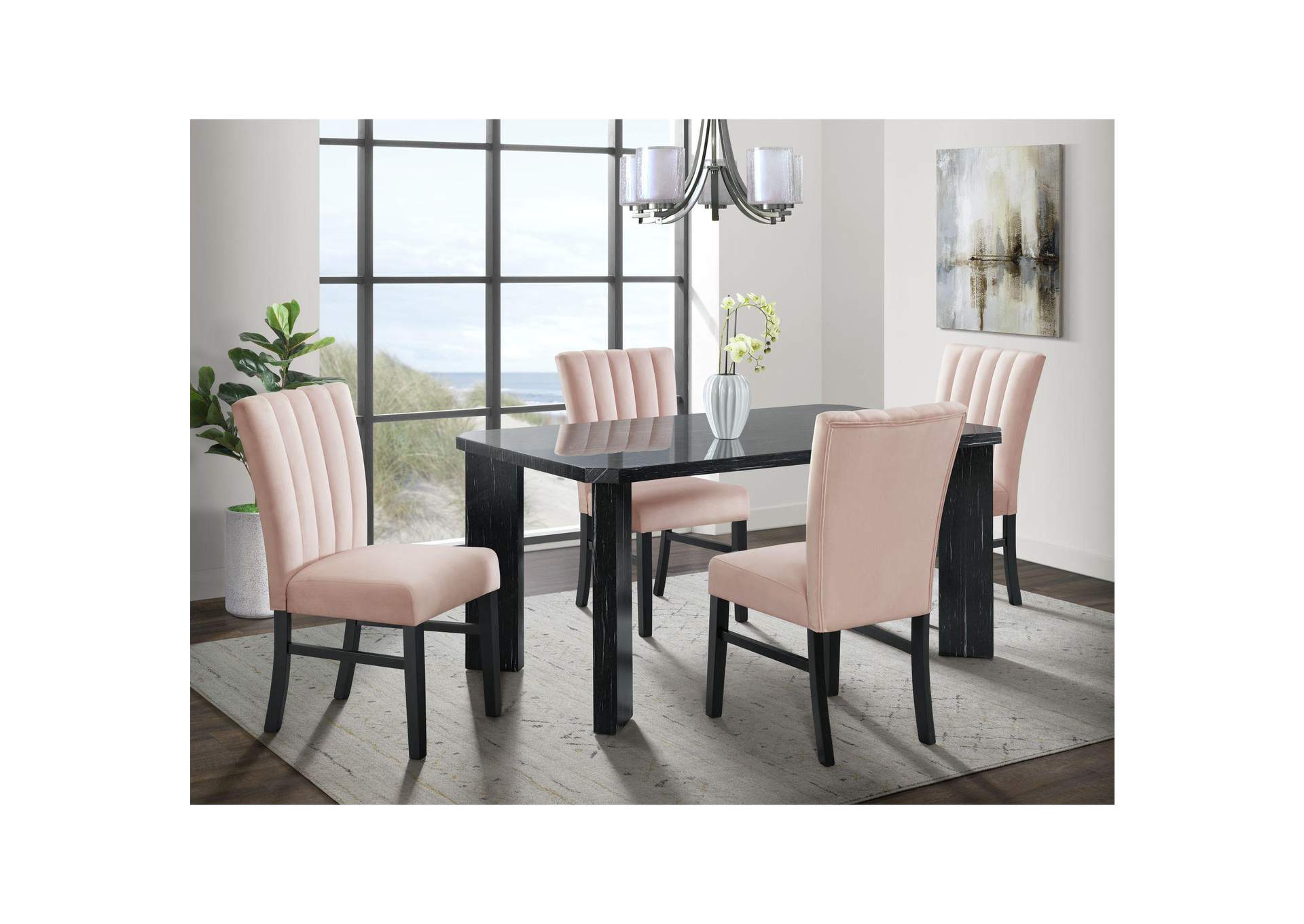 Bellini Side Chair In Pink Velvet 2 Per Pack image 1