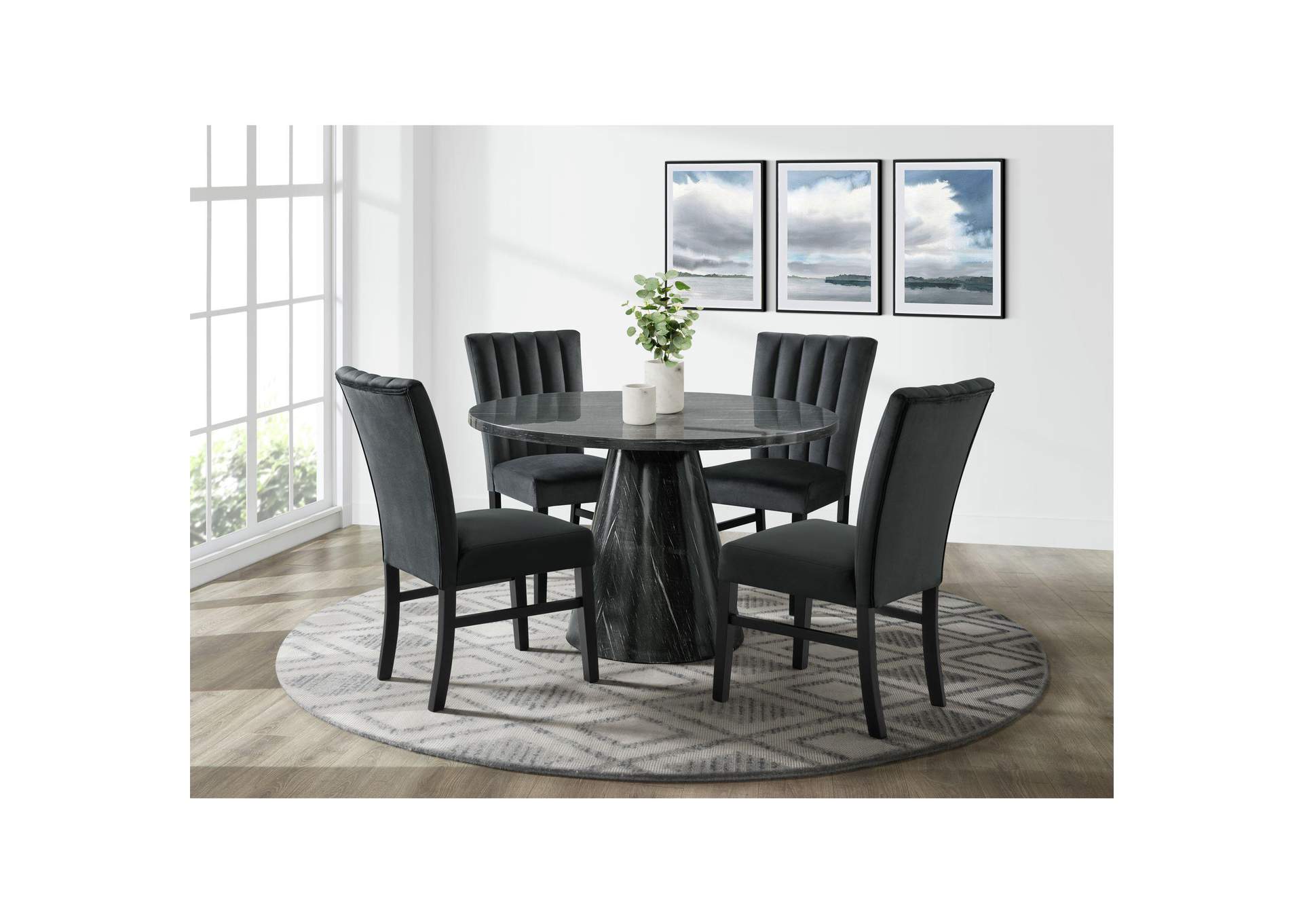 Bellini Round Dining Table Complete In Grey image 1