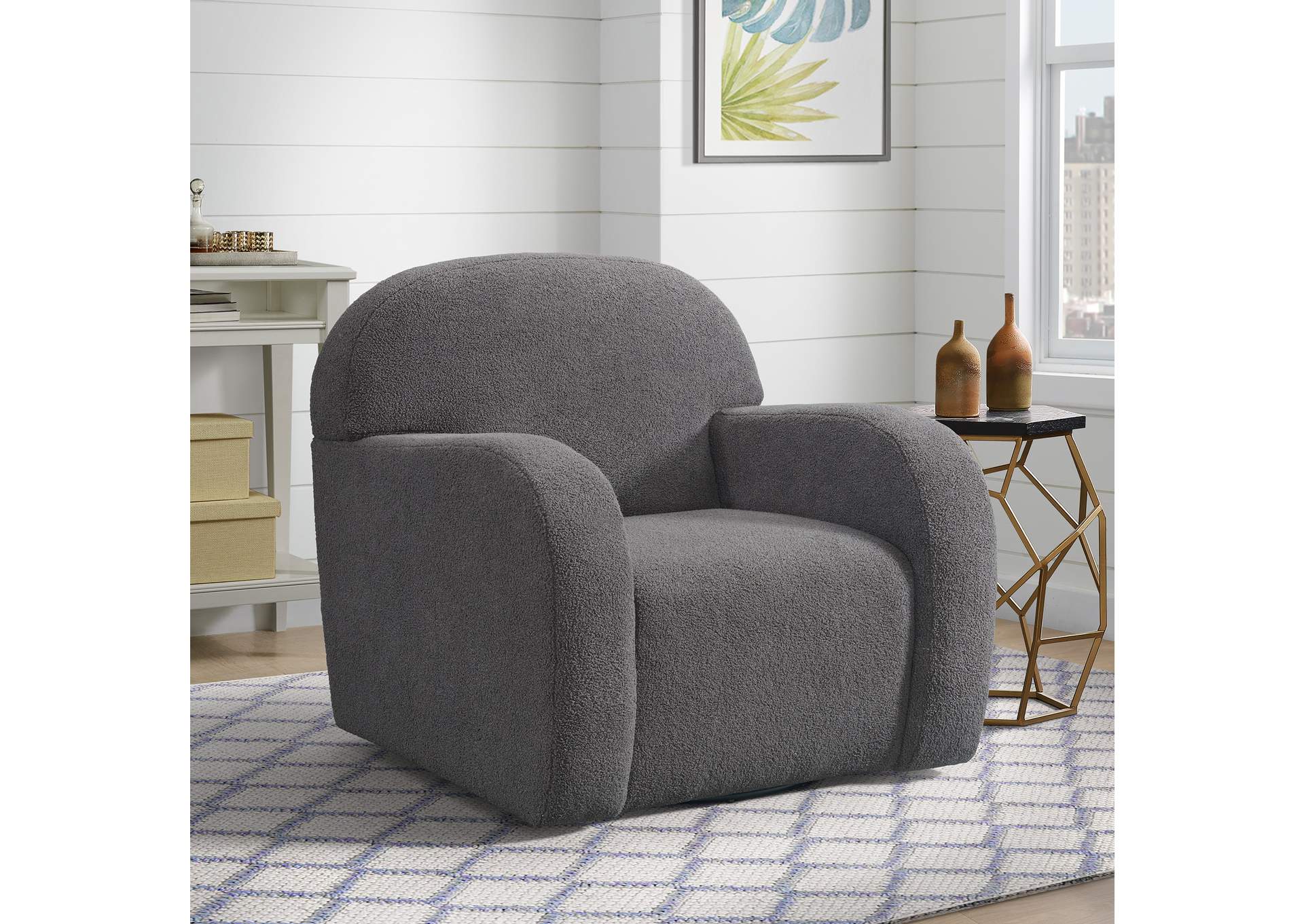 Benz Swivel Chair In Feather Ash