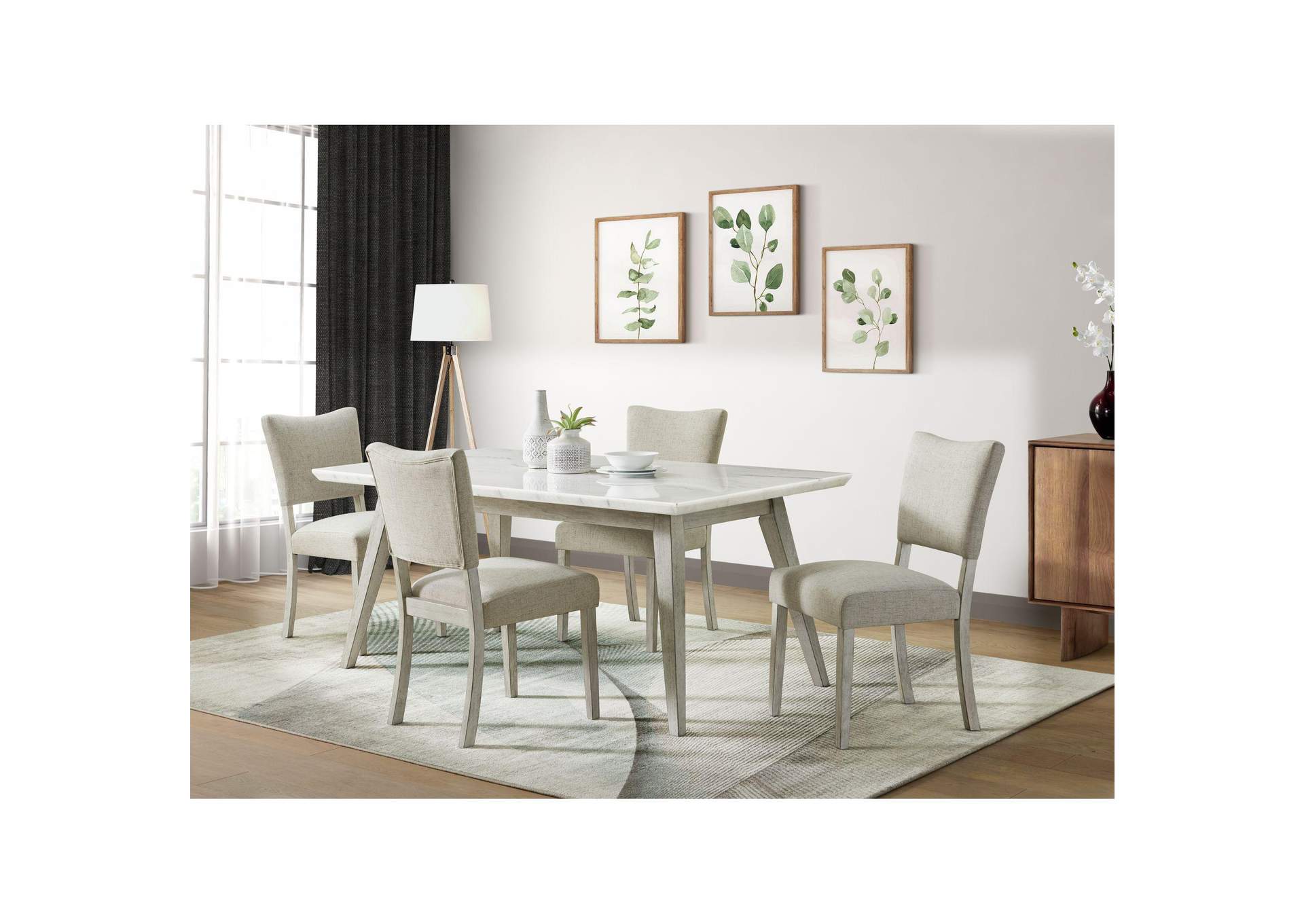 Bette Dining Table With White Marble Top In White image 1