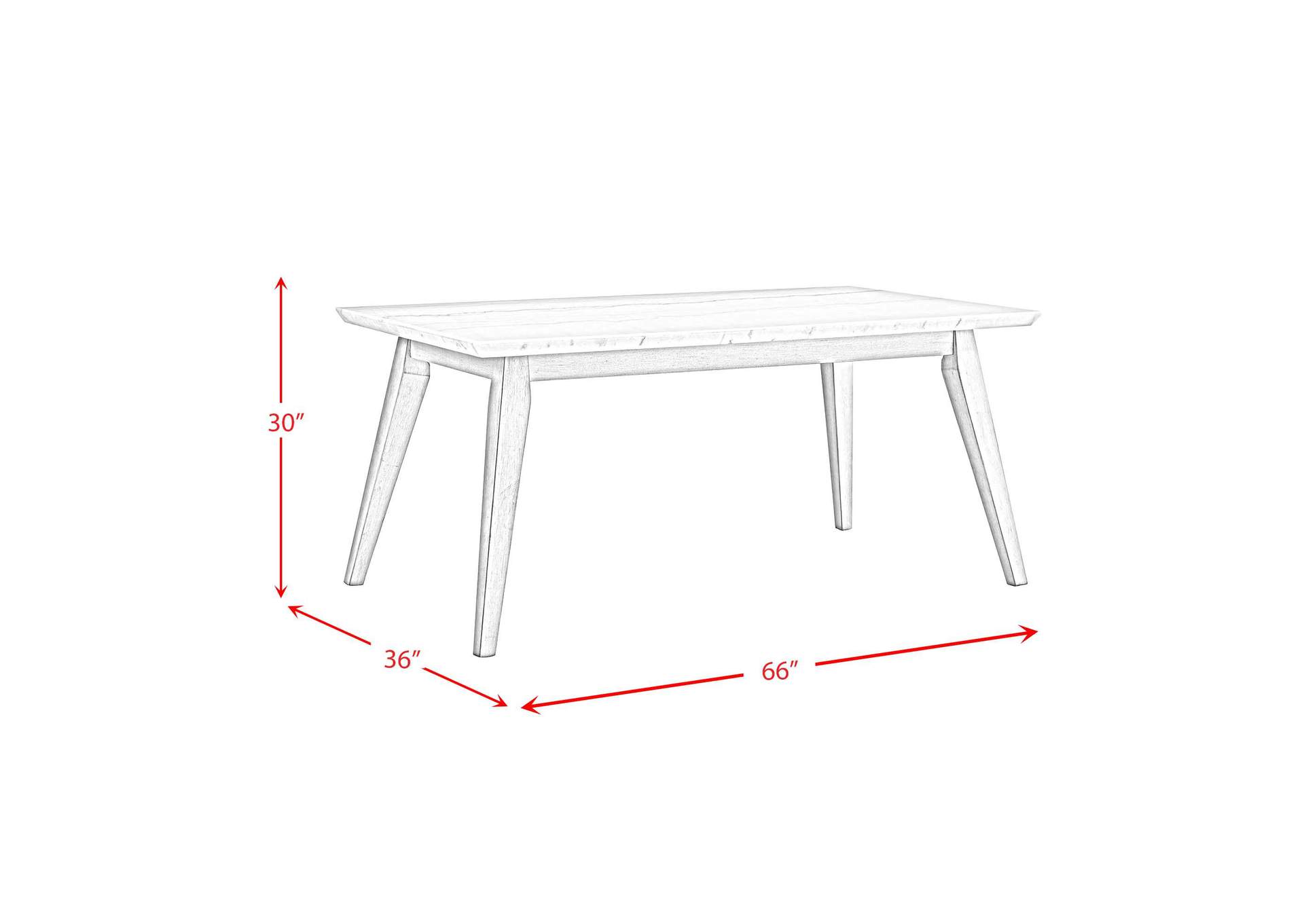 Bette Dining Table With White Marble Top In White image 5