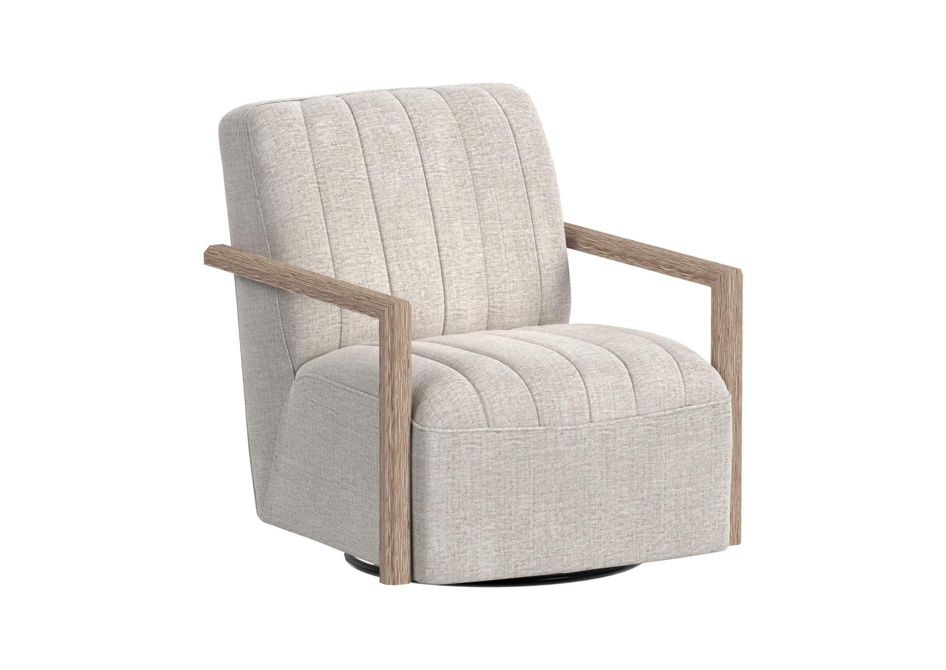 Blaze Swivel Chair In Laurence Cream With Natural Arm image 5