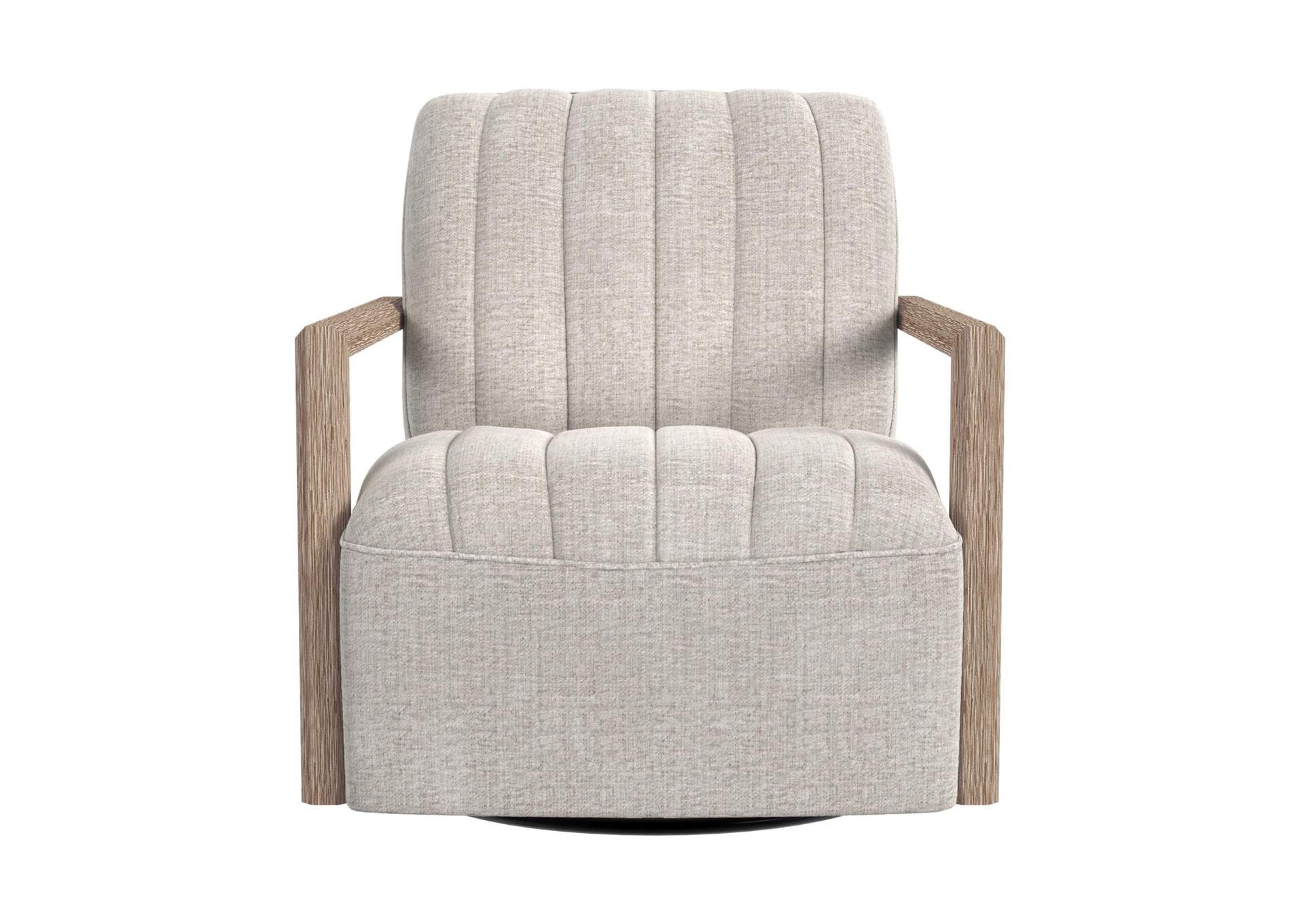 Blaze Swivel Chair In Laurence Cream With Natural Arm image 6