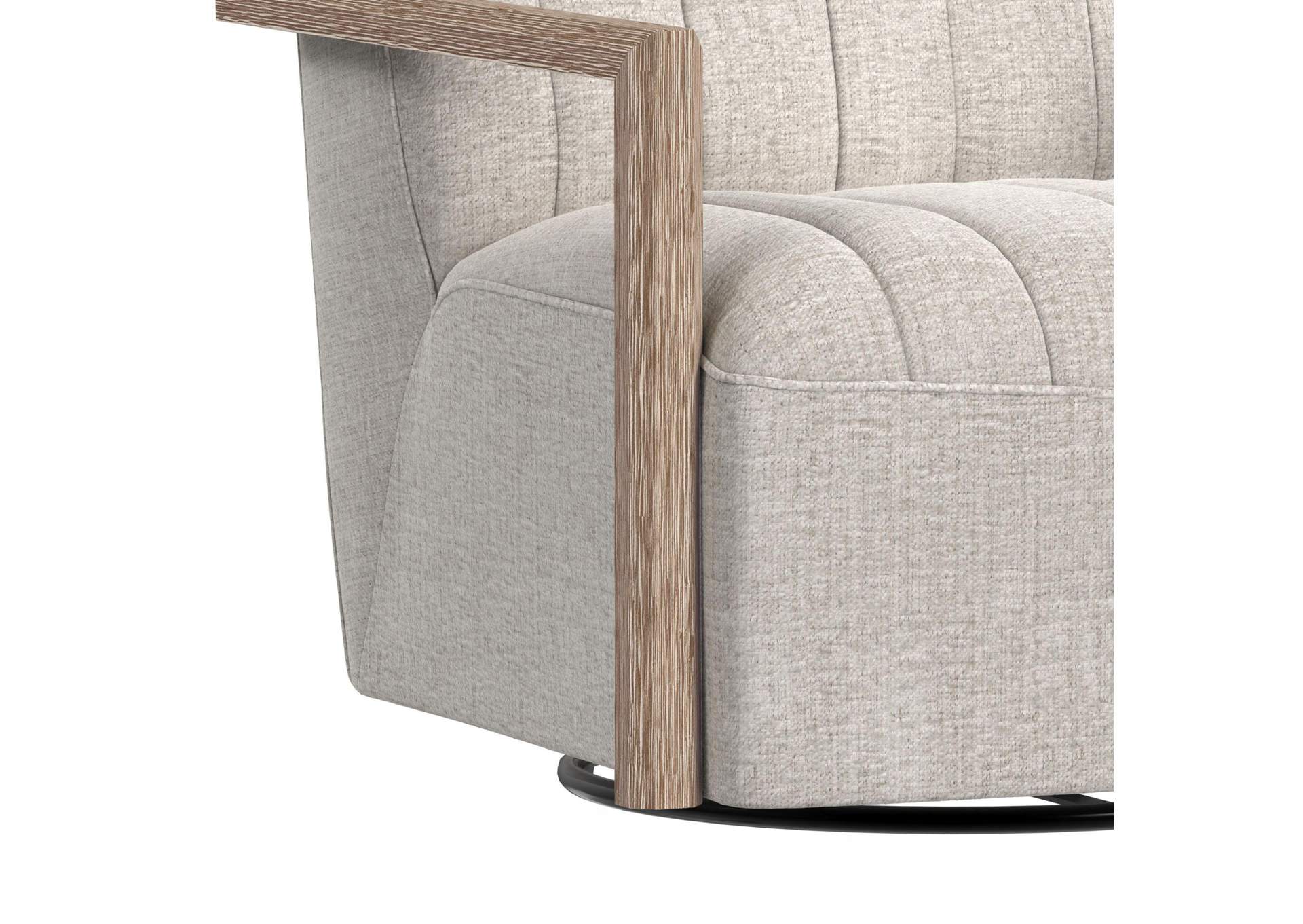 Blaze Swivel Chair In Laurence Cream With Natural Arm image 4