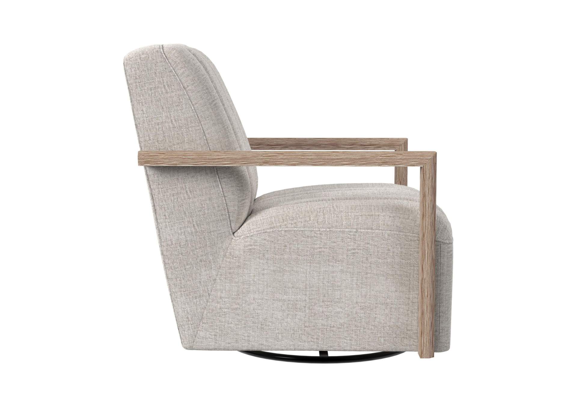 Blaze Swivel Chair In Laurence Cream With Natural Arm image 7