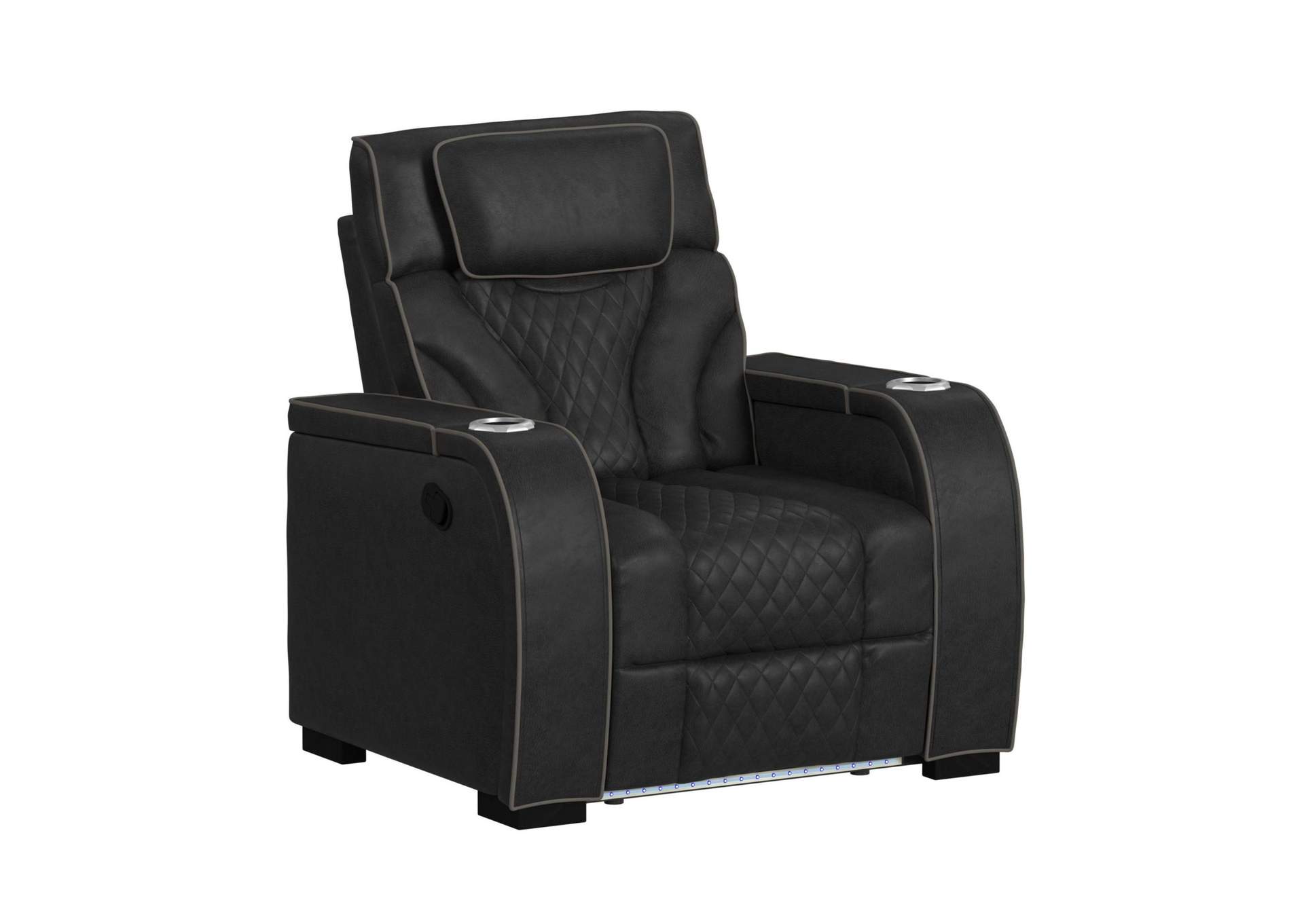 Blitz Motion Recliner With Led In Simba Black And Slate Welt image 3