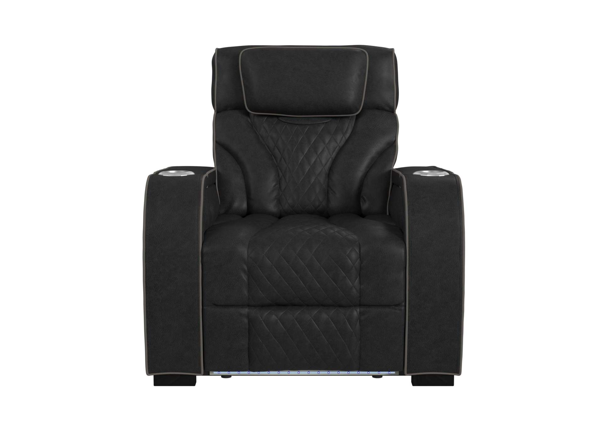 Blitz Motion Recliner With Led In Simba Black And Slate Welt image 5