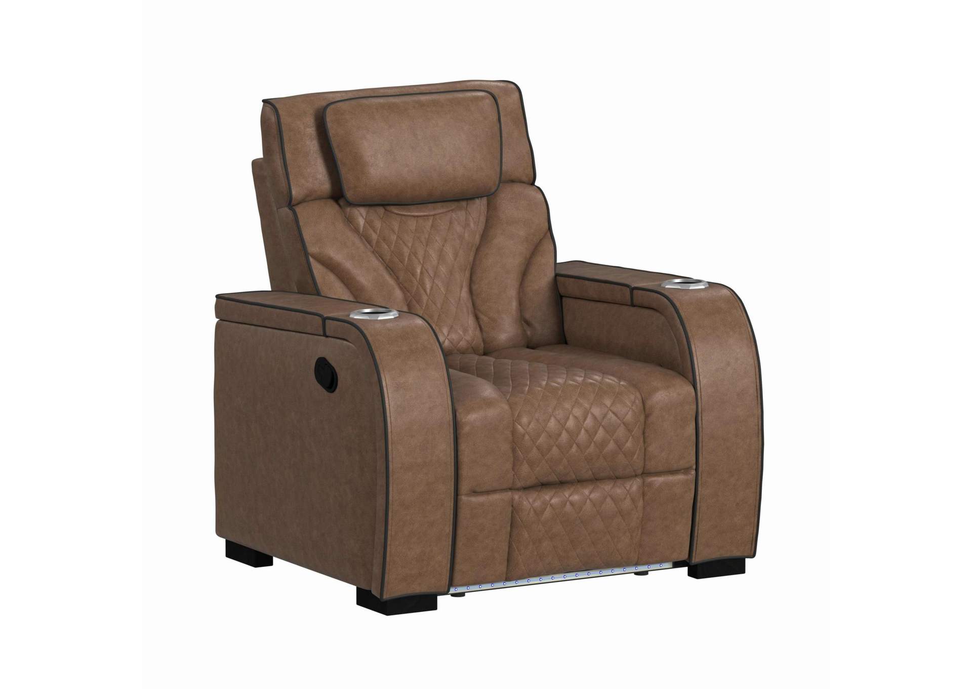 Blitz Motion Recliner With Led In Simba Cafe And Black Welt image 3