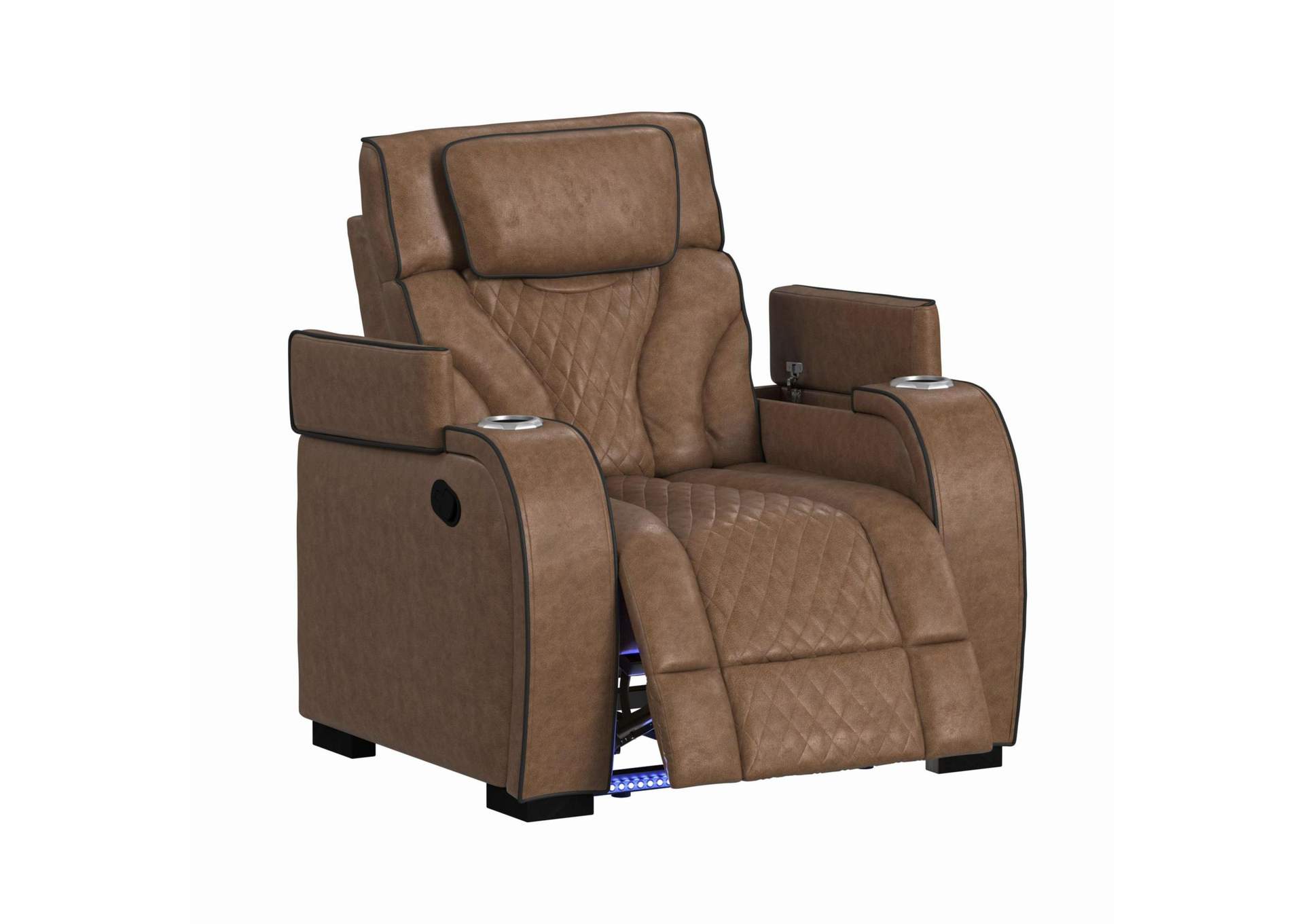 Blitz Motion Recliner With Led In Simba Cafe And Black Welt image 4
