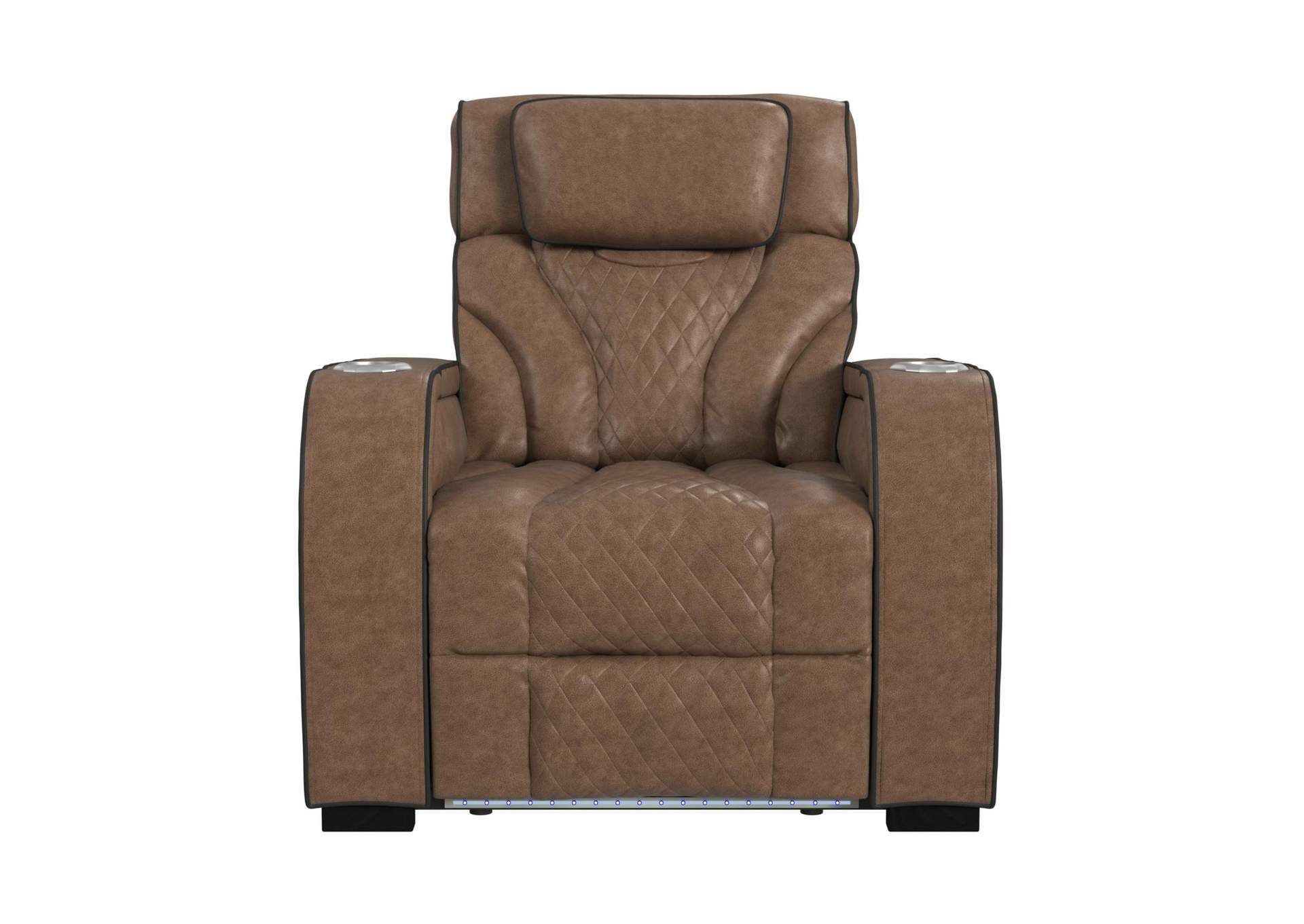 Blitz Motion Recliner With Led In Simba Cafe And Black Welt image 5