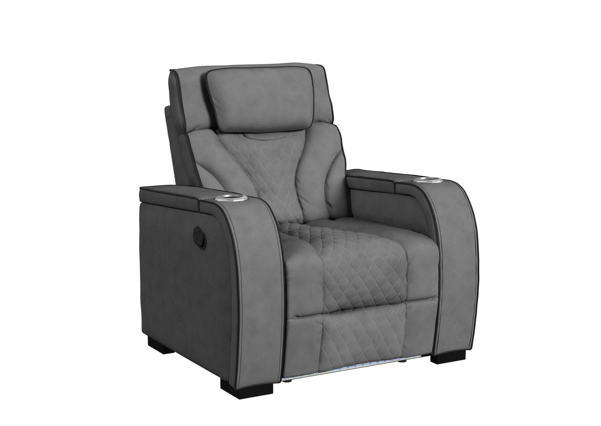 Blitz Motion Recliner With Led In Simba Slate And Black Welt image 7