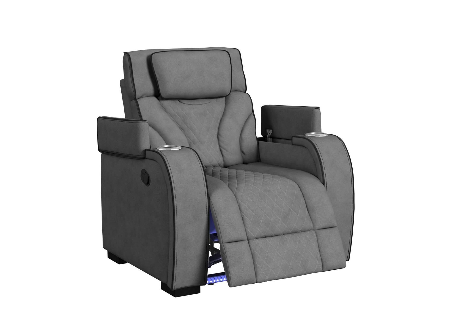 Blitz Motion Recliner With Led In Simba Slate And Black Welt image 8